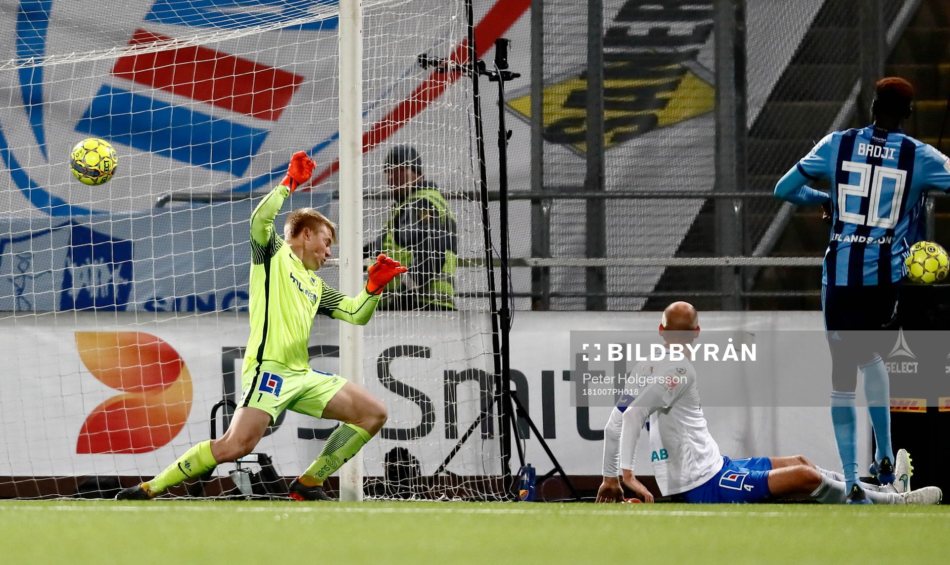 Mål 1-1 av Djurgårdens Aliou Badji  förbi Norrköpings