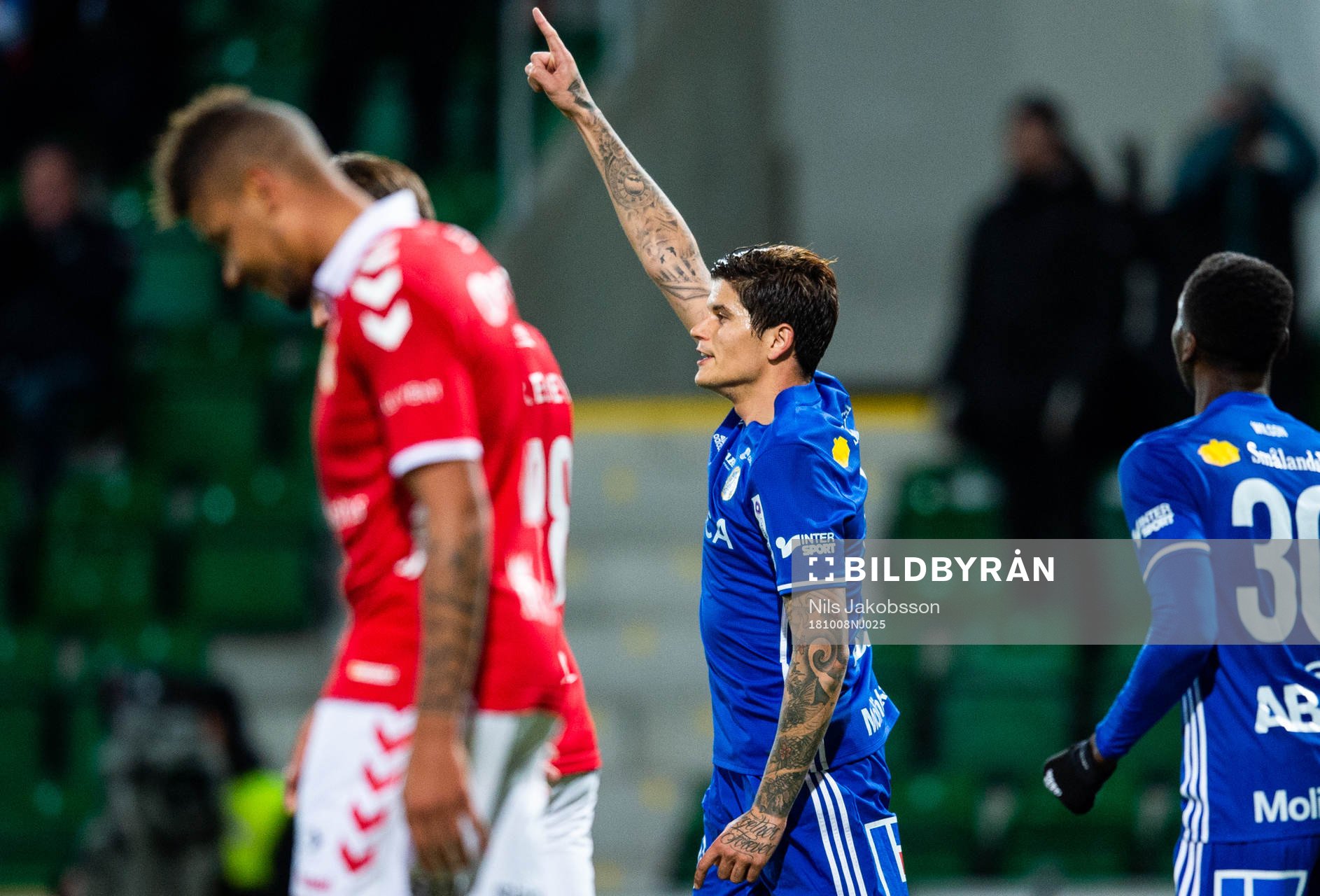 Sundsvalls David Batanero jublar efter 1-0 under fotbollsmatchen i Allsvenskan mellan GIF Sundsvall och Kalmar den 8 oktober 2018 i Sundsvall.