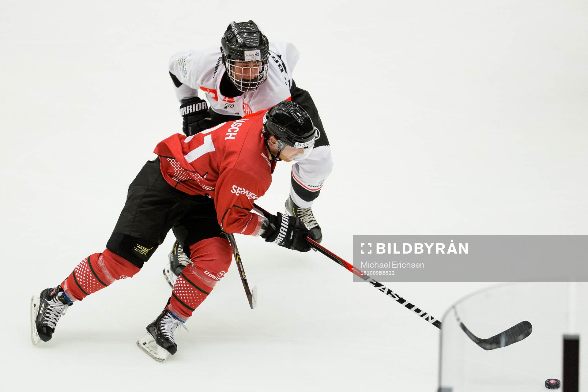 Ryan Lasch of Frölunda and Jonathan Brinkman of Aalborg