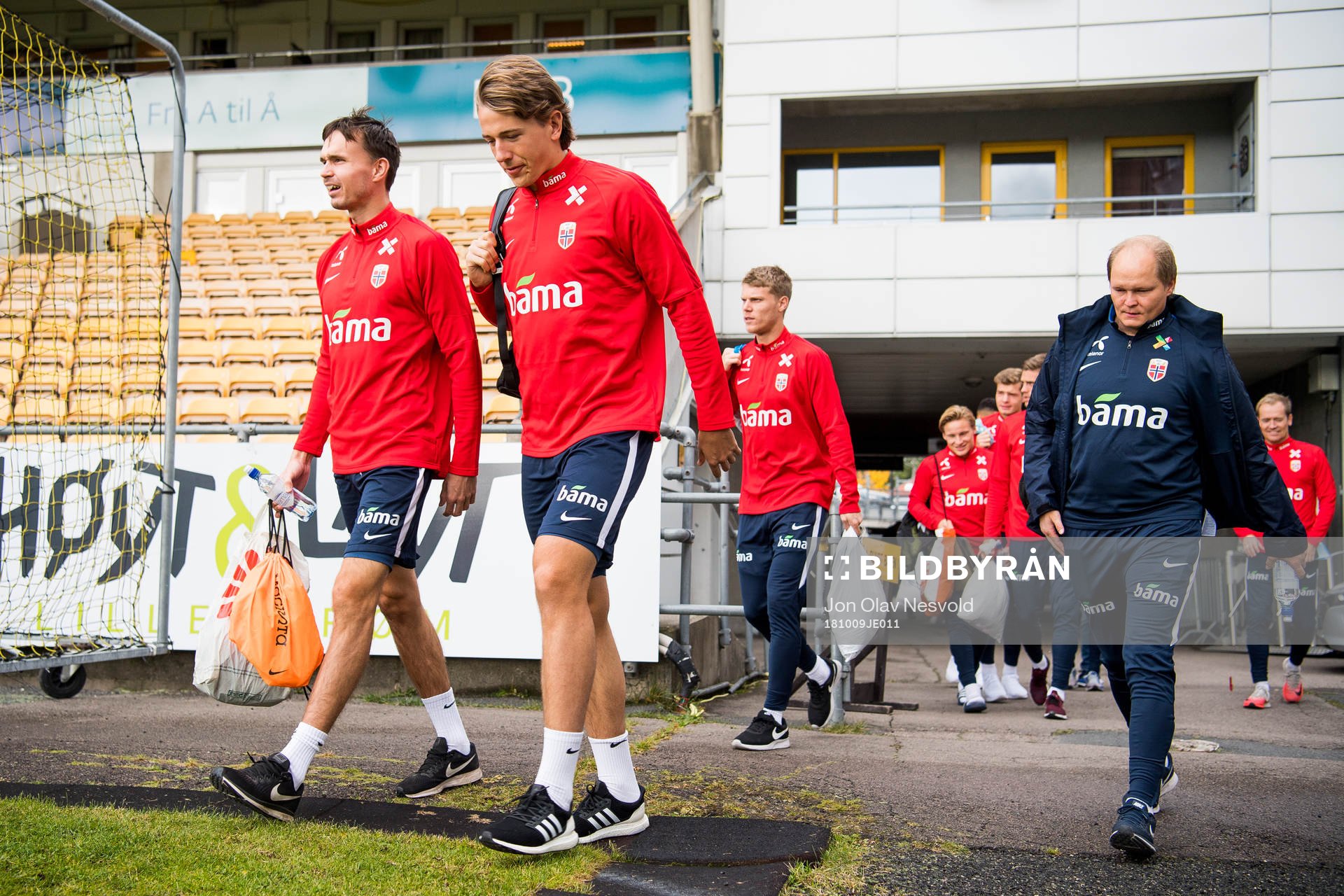 Ole Kristian Selnæs and Sander Berge of Norway arrive