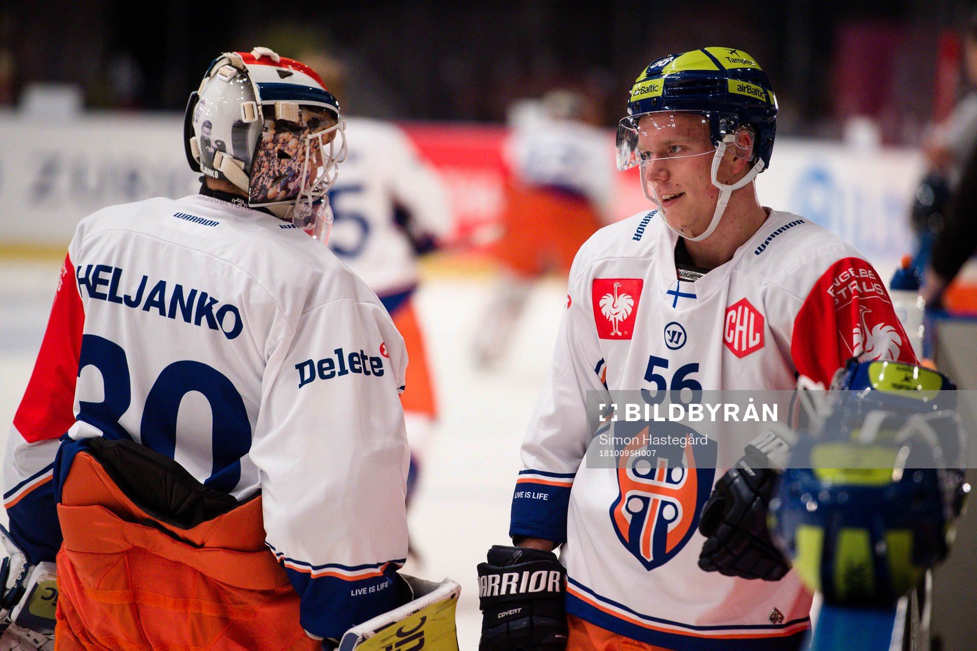 Goalkeeper Christian Heljanko and Juho Rautanen of Tappara