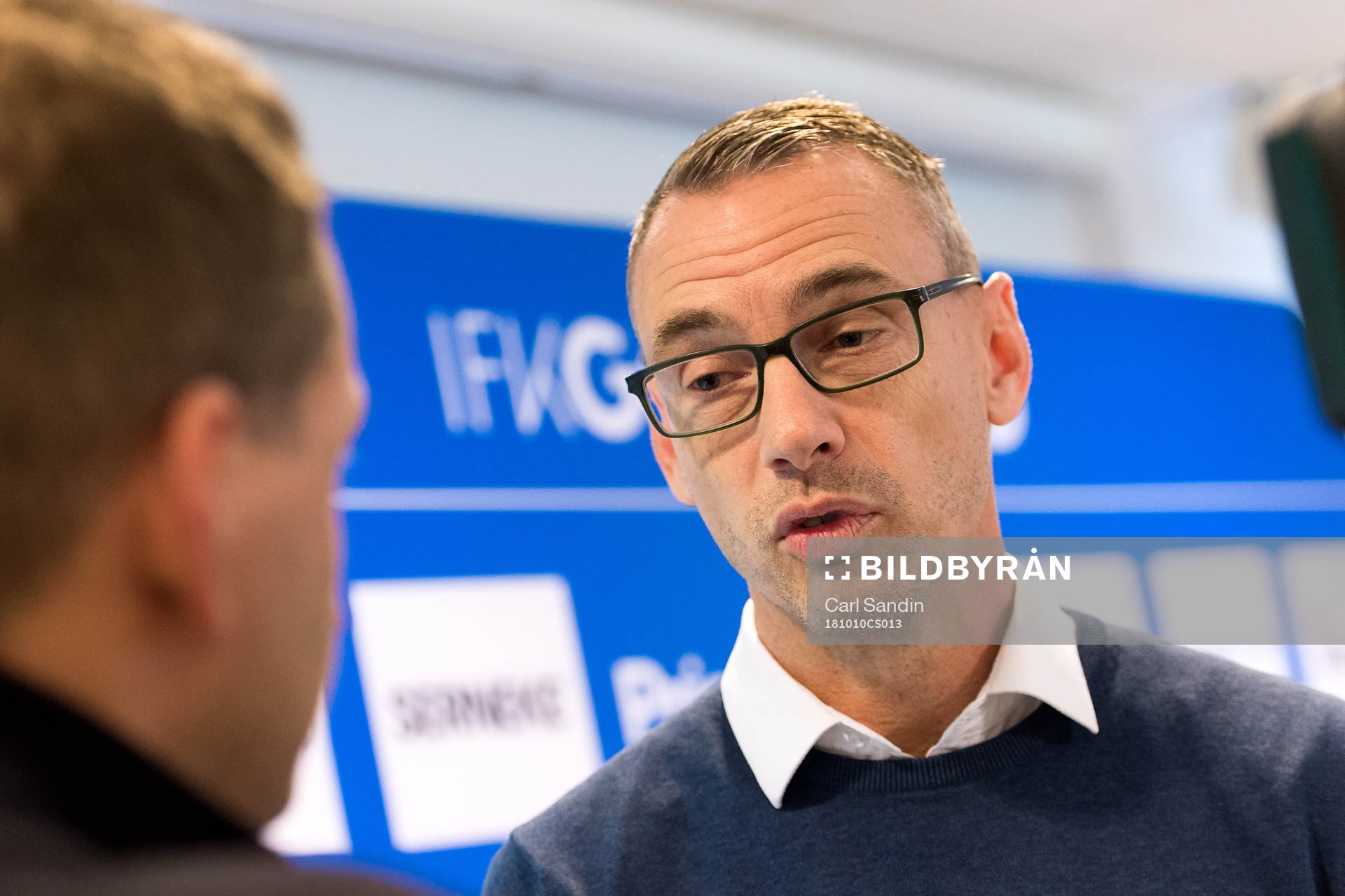 IFK Göteborgs tillförordnade sportchef Jonas Olsson under en presskonferens med IFK Göteborg den 10 oktober 2018 i Göteborg.