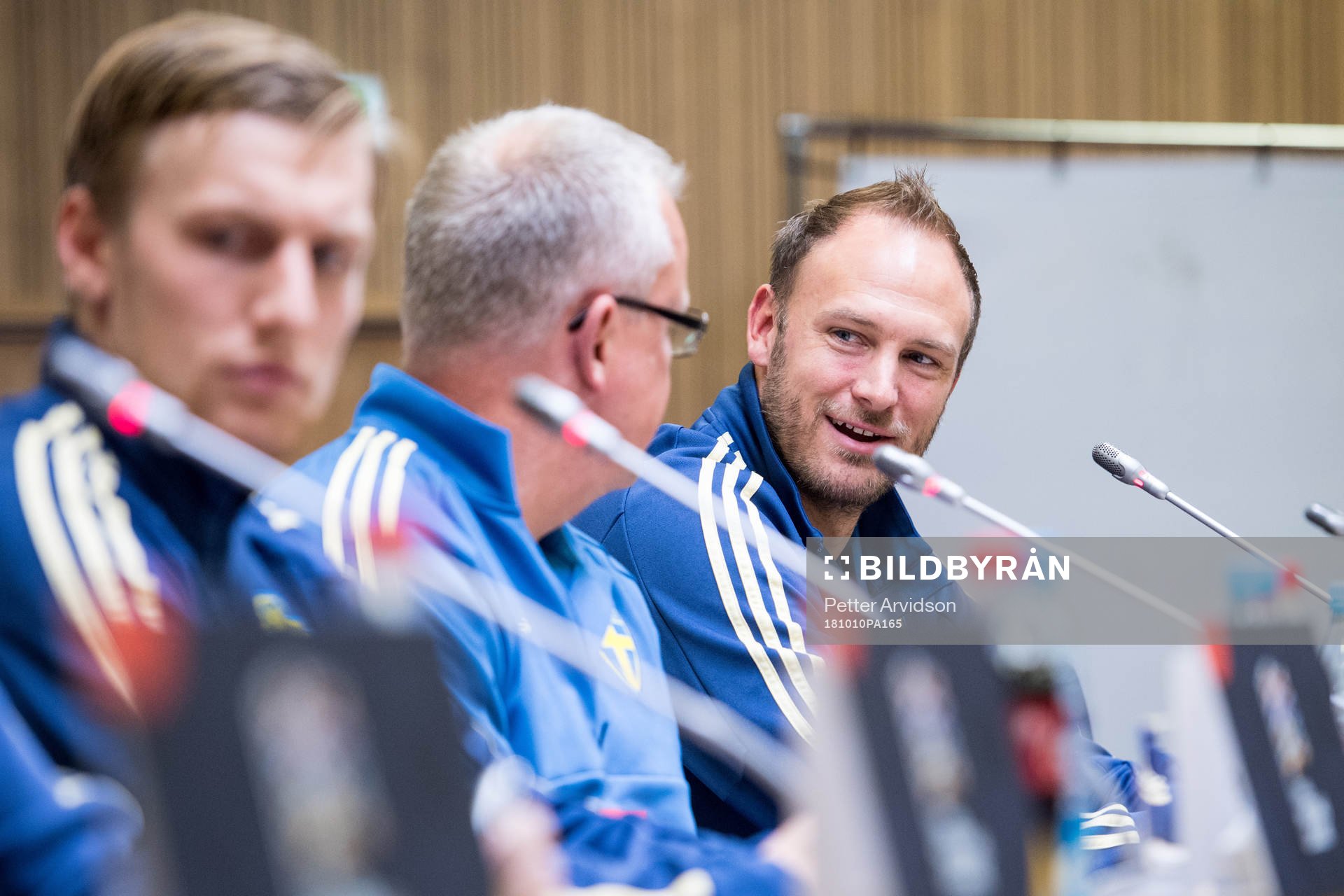 Andreas Granqvist of Sweden during a press conference on October 10, 2018 in Kaliningrad.