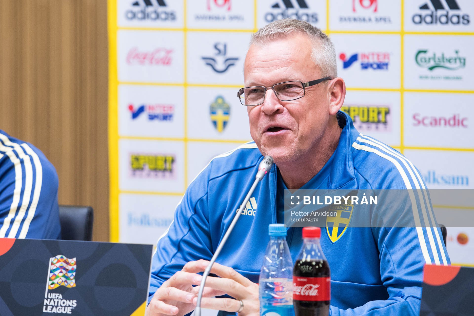 Head coach Janne Andersson of Sweden during a press conference on October 10, 2018 in Kaliningrad.