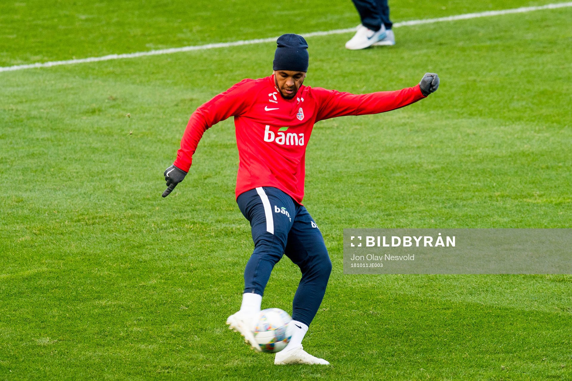 Joshua King of Norway during a training session on October 11, 2018 in Oslo.