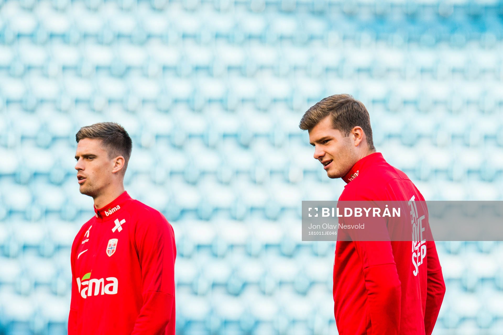 Markus Henriksen and Alexander Sørloth of Norway