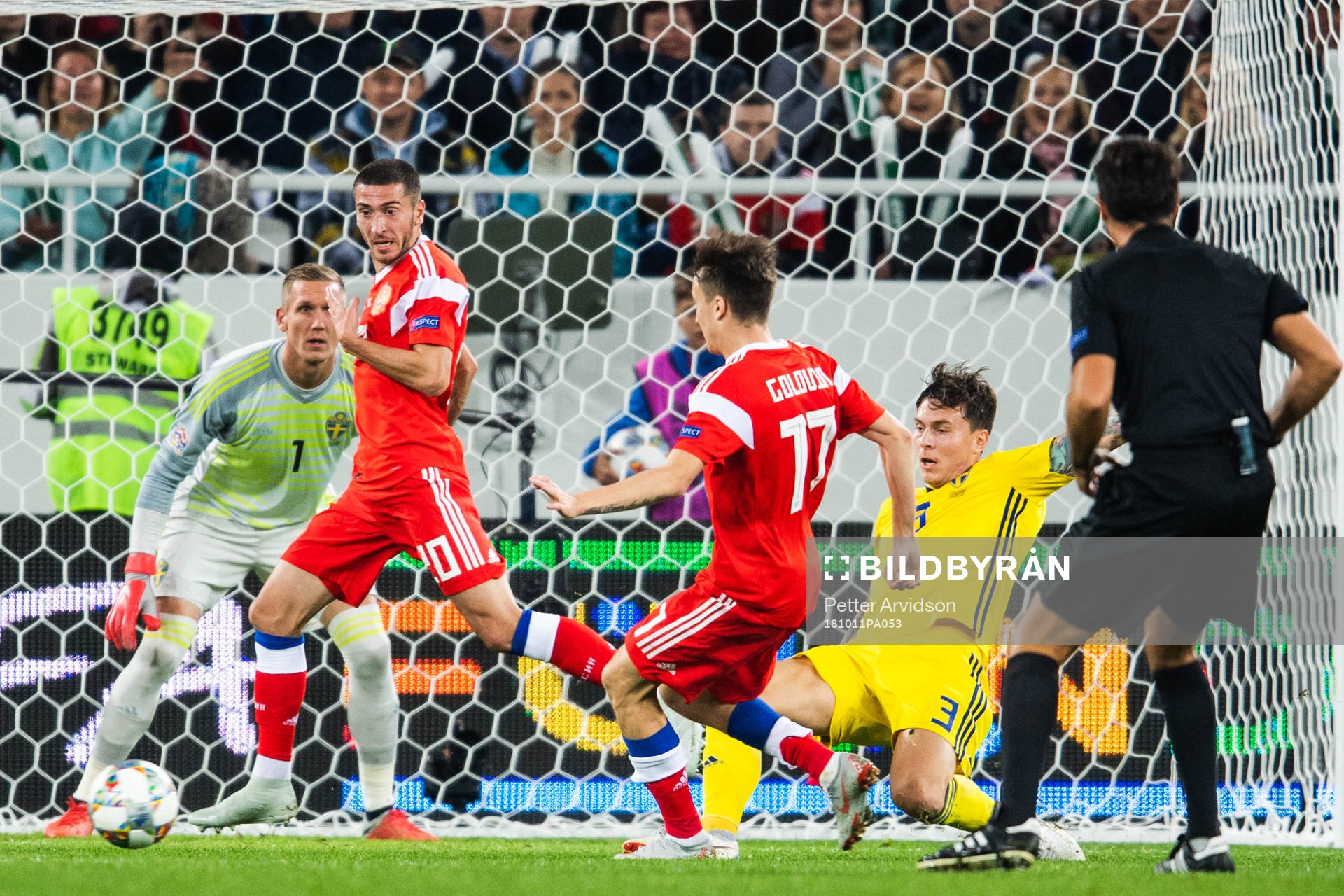 Victor Nilsson Lindelöf of Sweden clears the ball in front