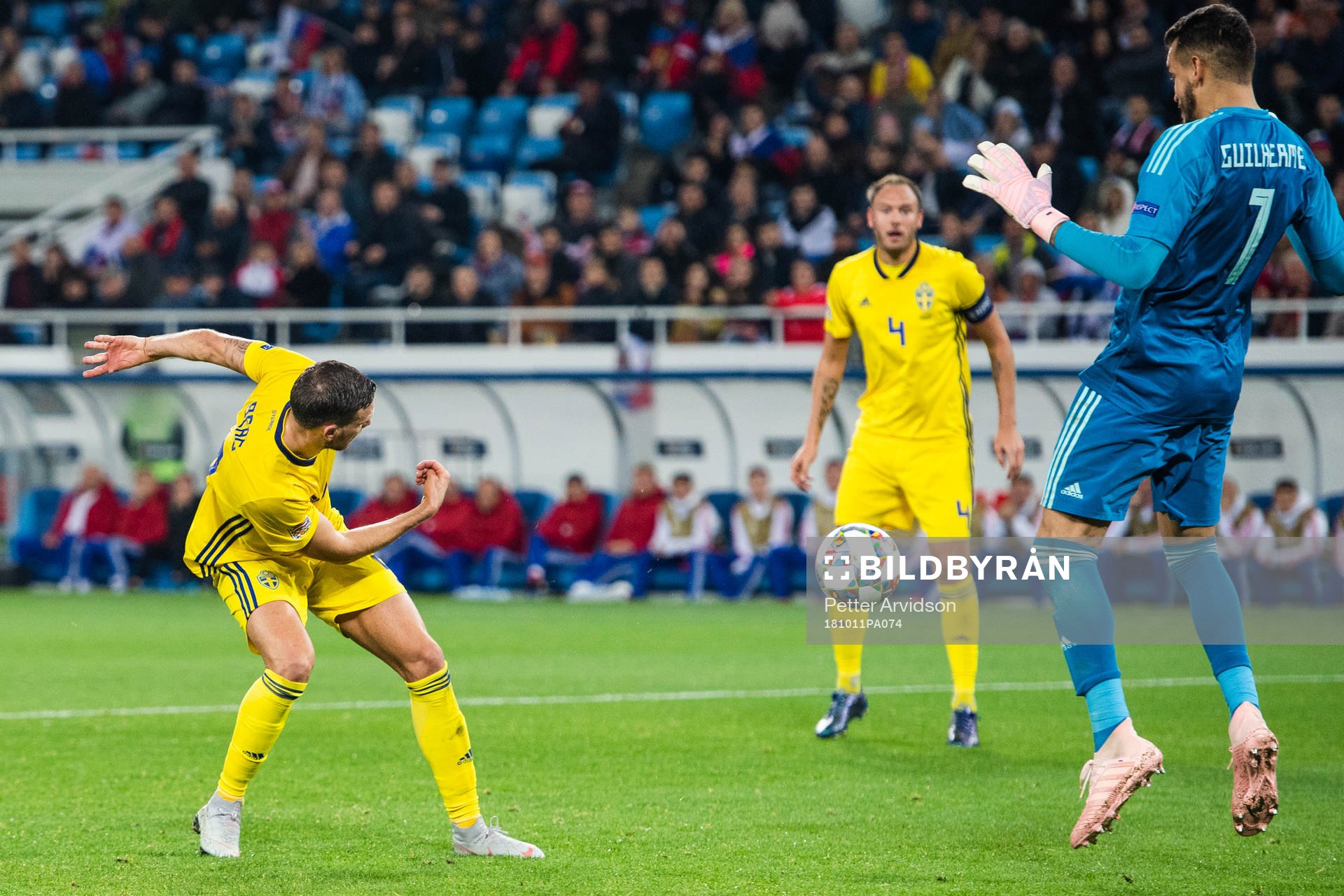 Marcus Berg of Sweden with an attempt against goalkeeper