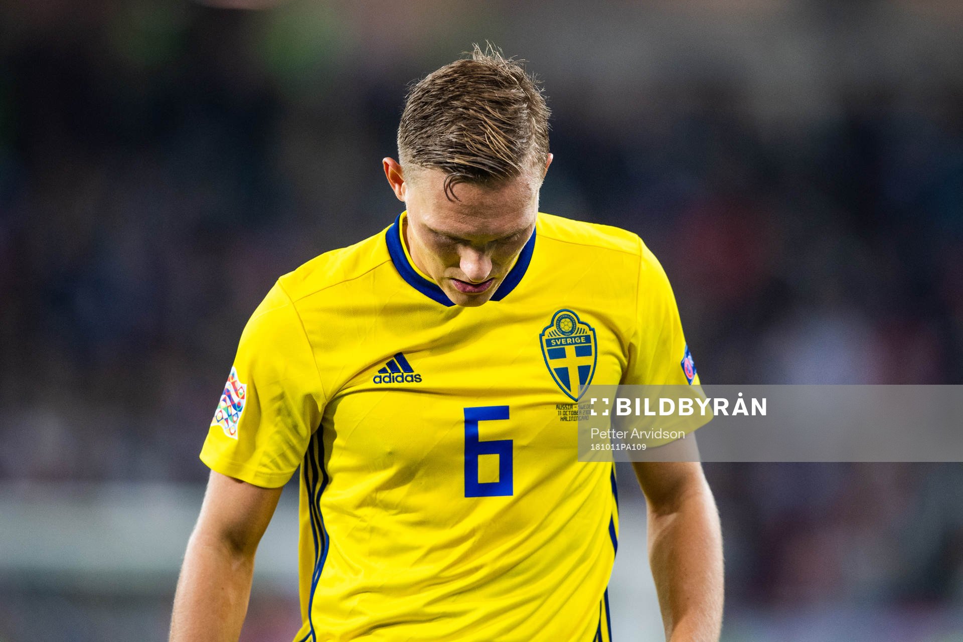 Ludwig Augustinsson of Sweden looks dejected