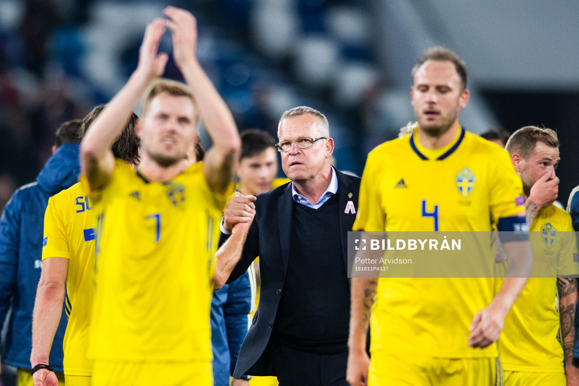 Sebastian Larsson, head coach Janne Andersson and Andreas