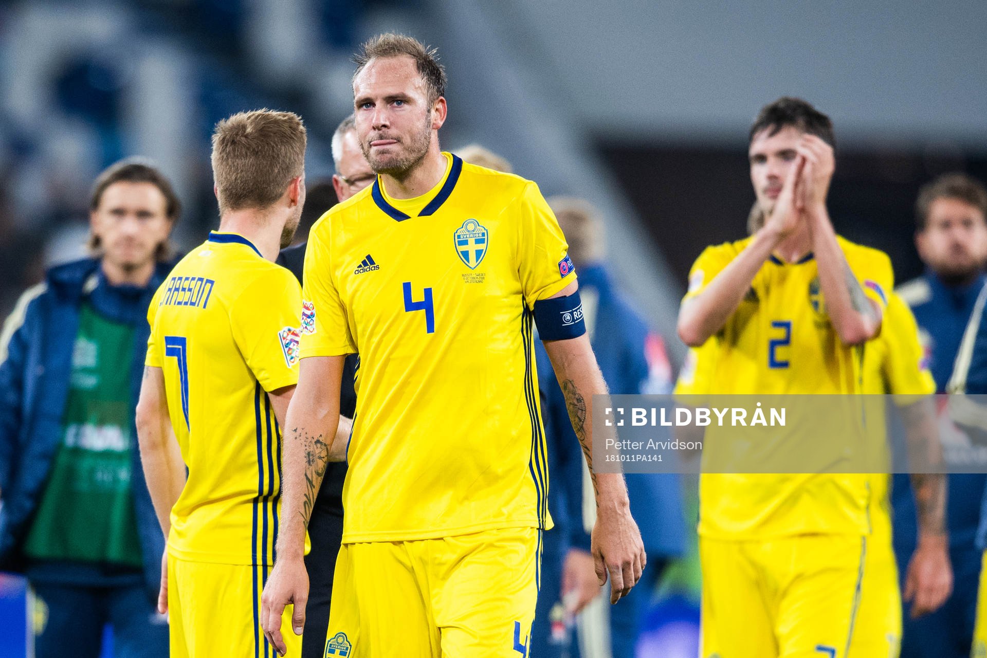 Andreas Granqvist of Sweden looks dejected