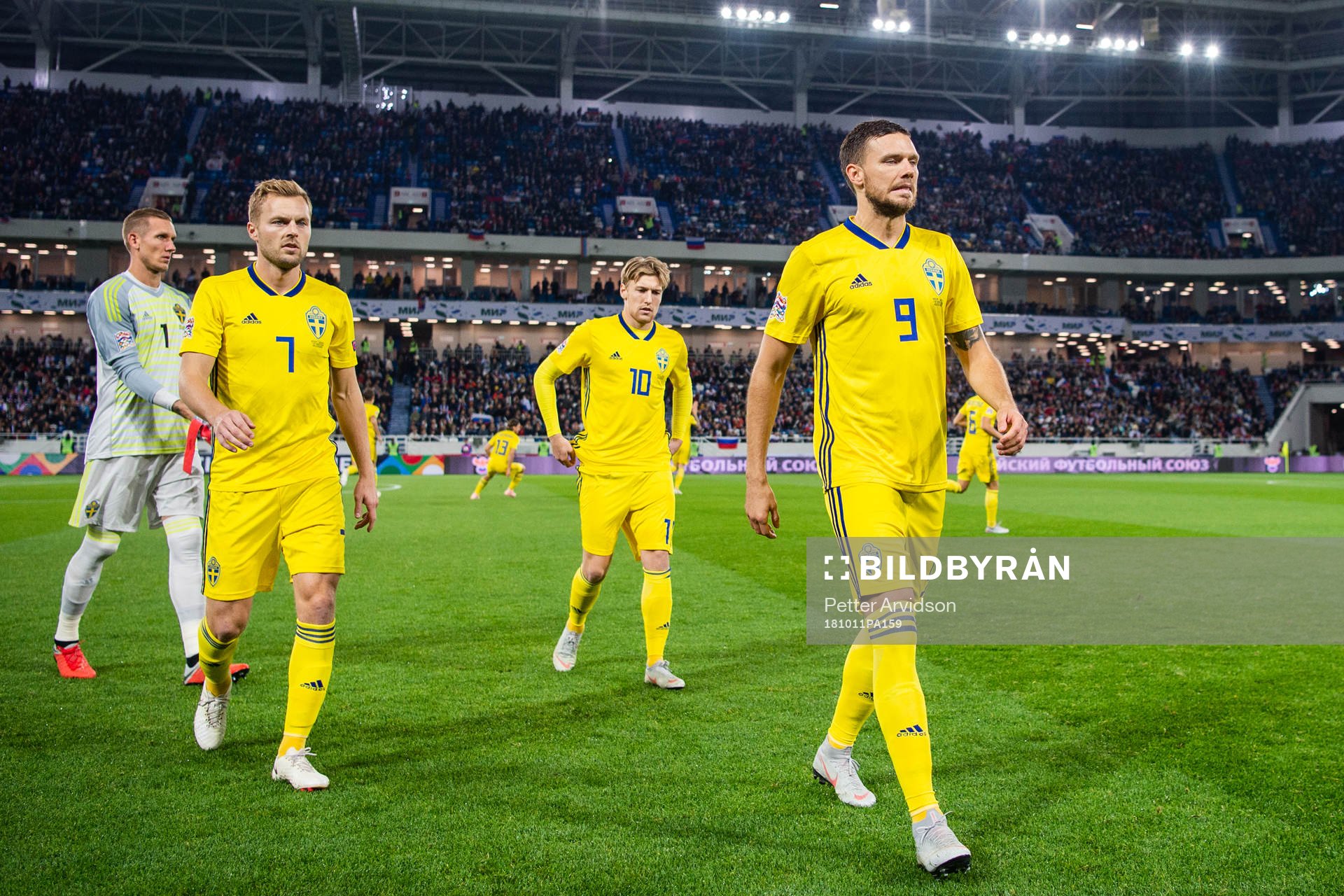 Sebastian Larsson, Emil Forsberg and Marcus Berg of Sweden