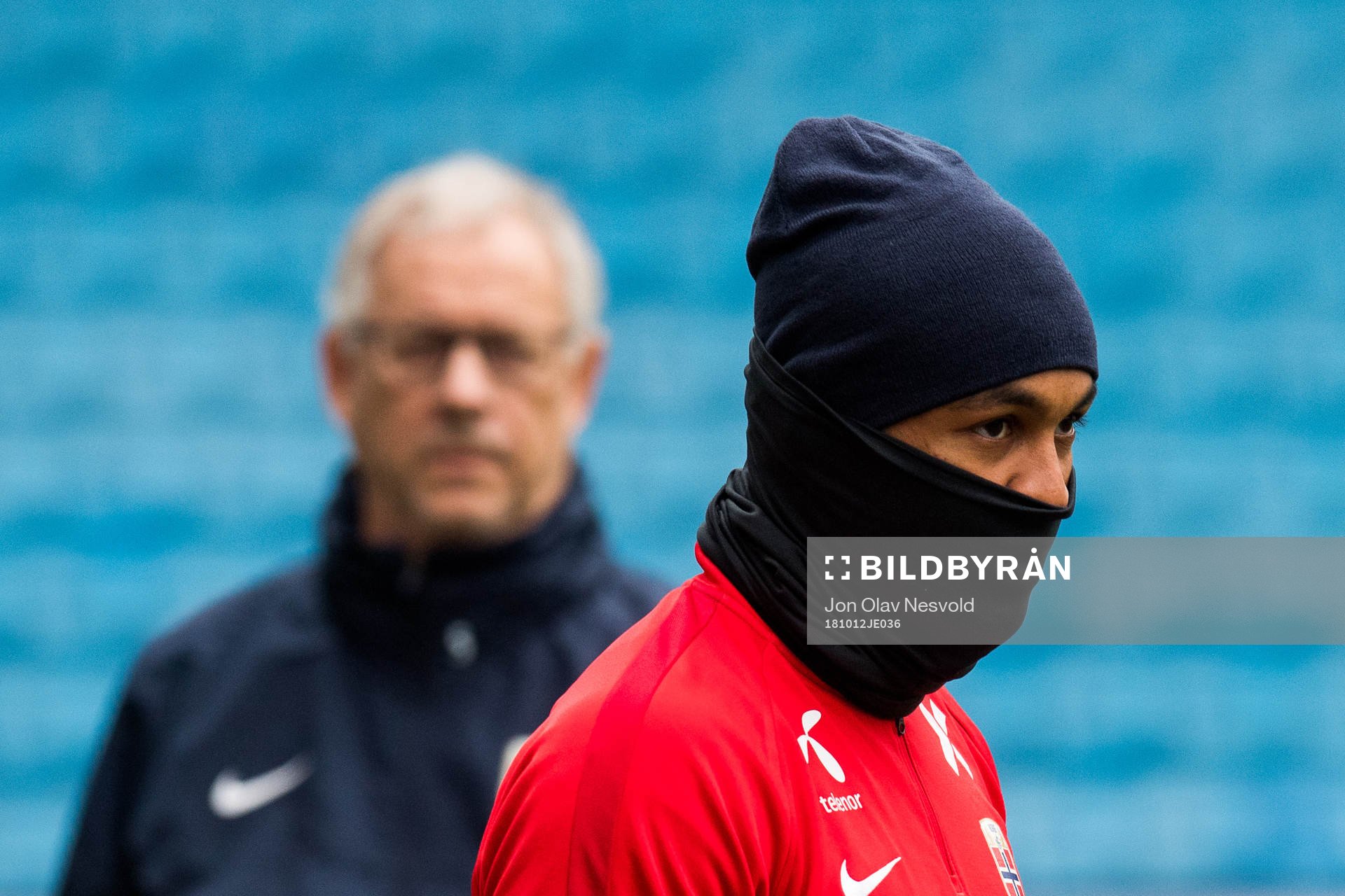 Lars Lagerbäck, head coach of Norway, and Joshua King of