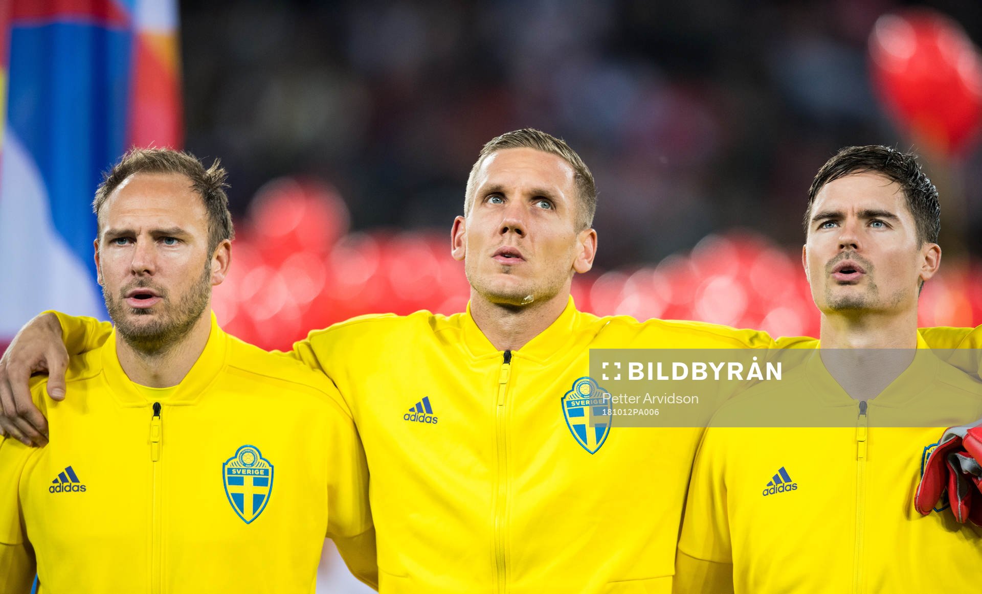 Andreas Granqvist, goalkeeper Robin Olsen and Mikael Lustig