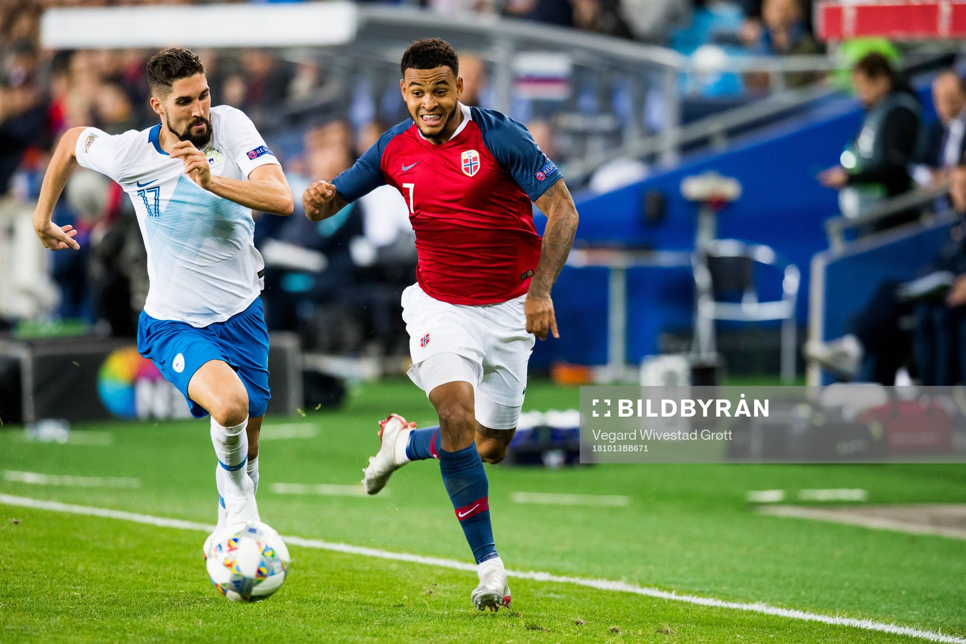 Miha Mevlja of Slovenia and Joshua King of Norway