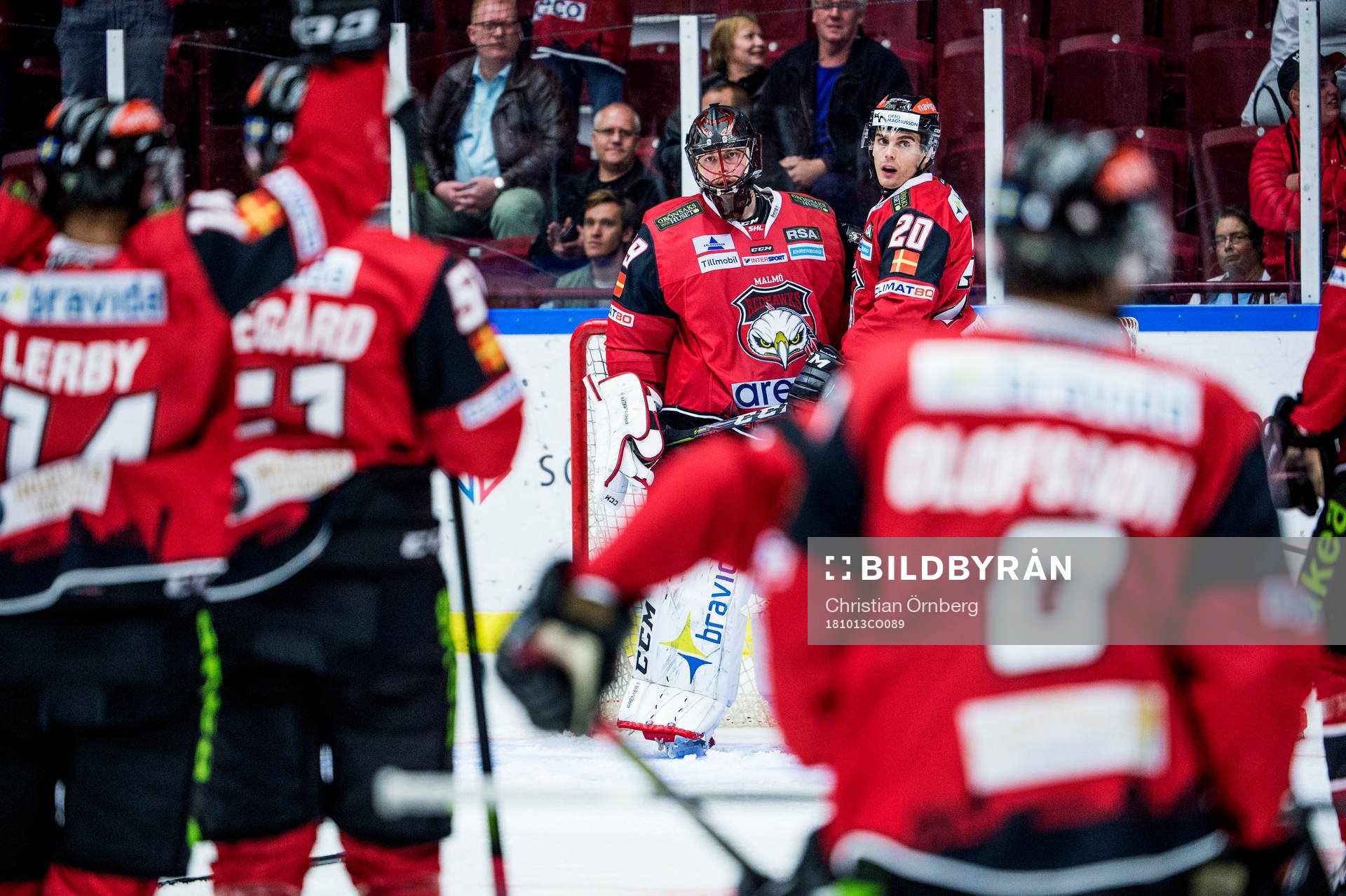 Malmö Redhawks Henrik Hetta jublar med målvakt Oscar