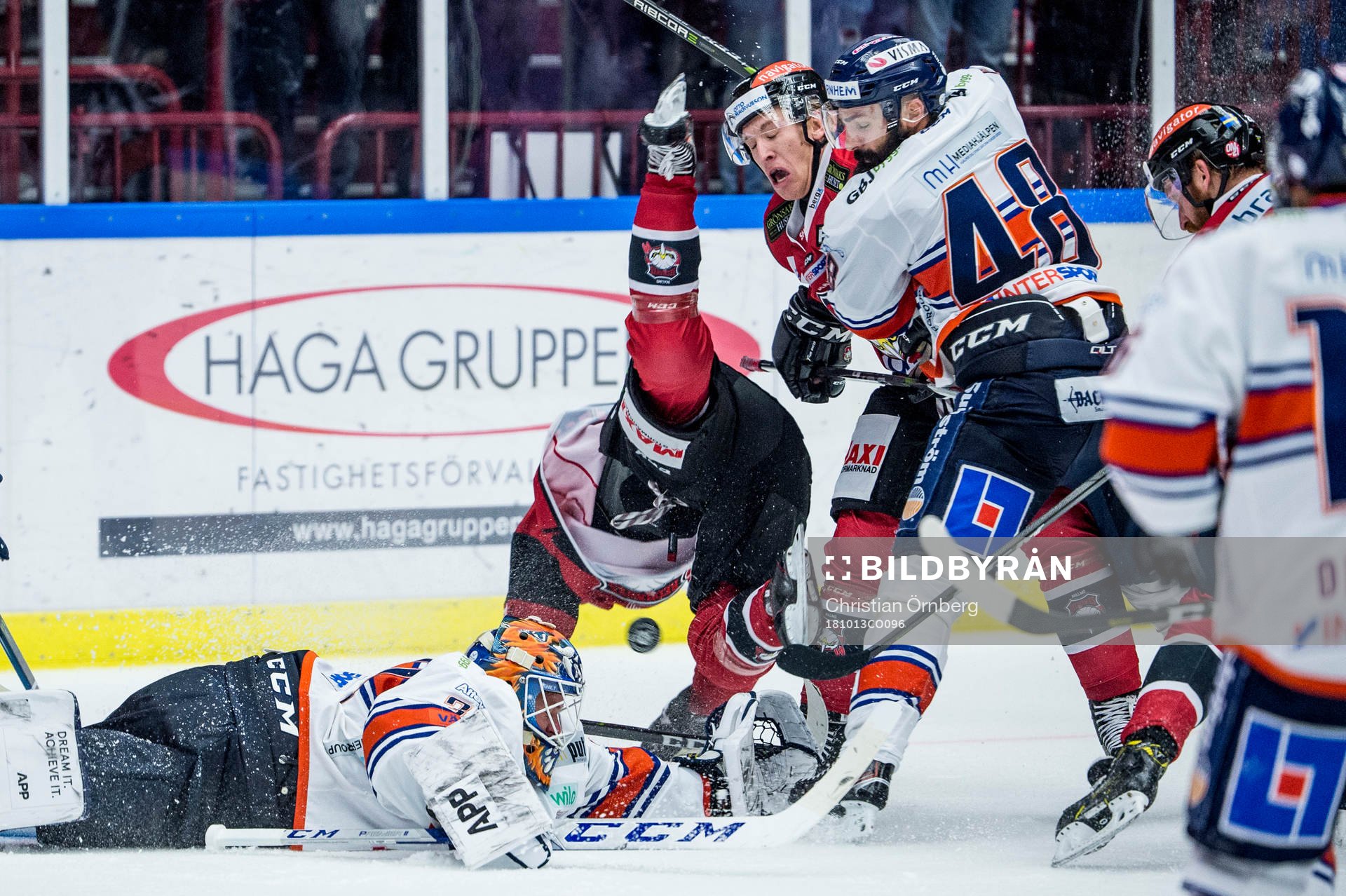 Malmö Redhawks Christoffer Forsberg, Emil Sylvegård och