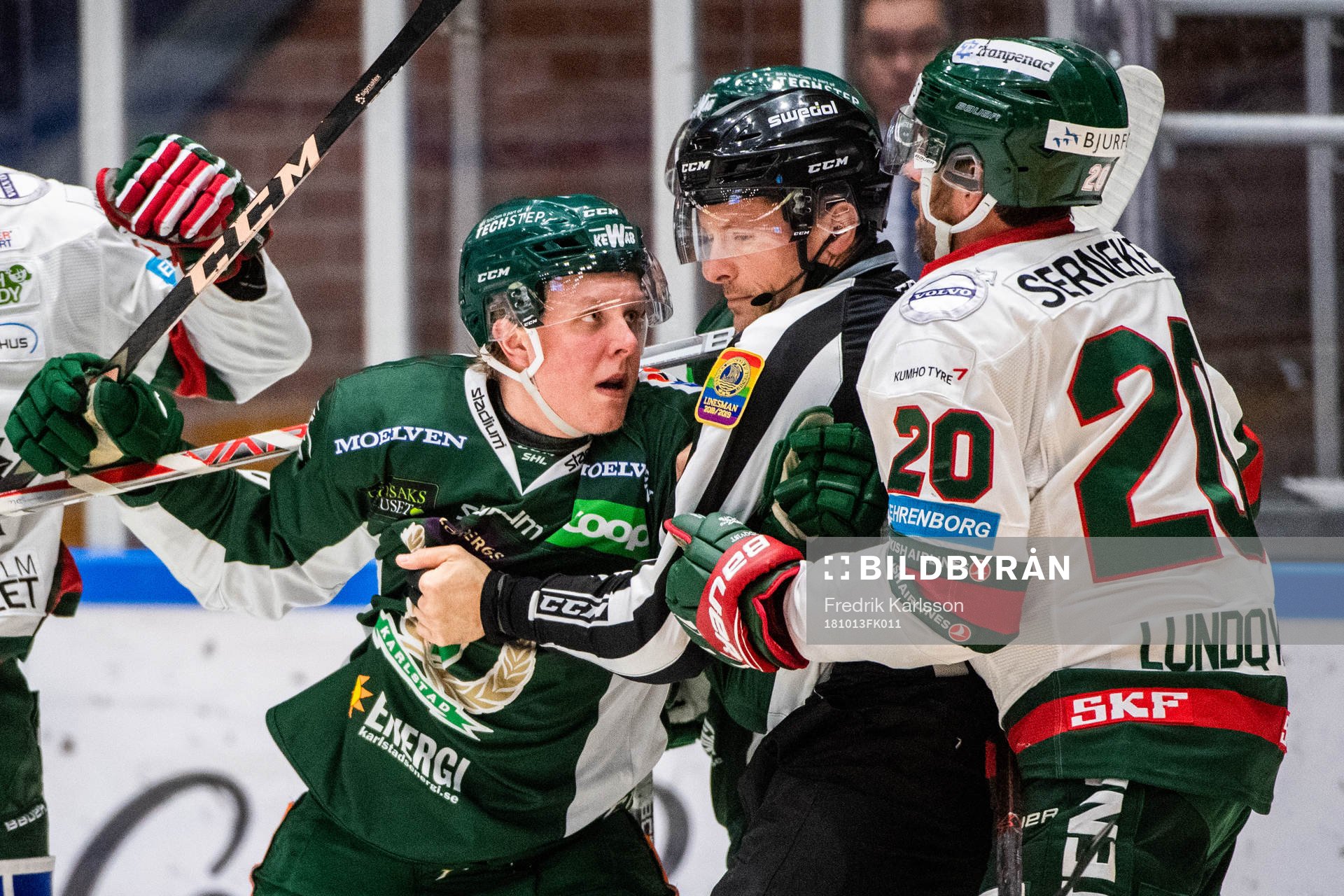 Färjestads Fabian Zetterlund och Frölundas Joel Lundqvist