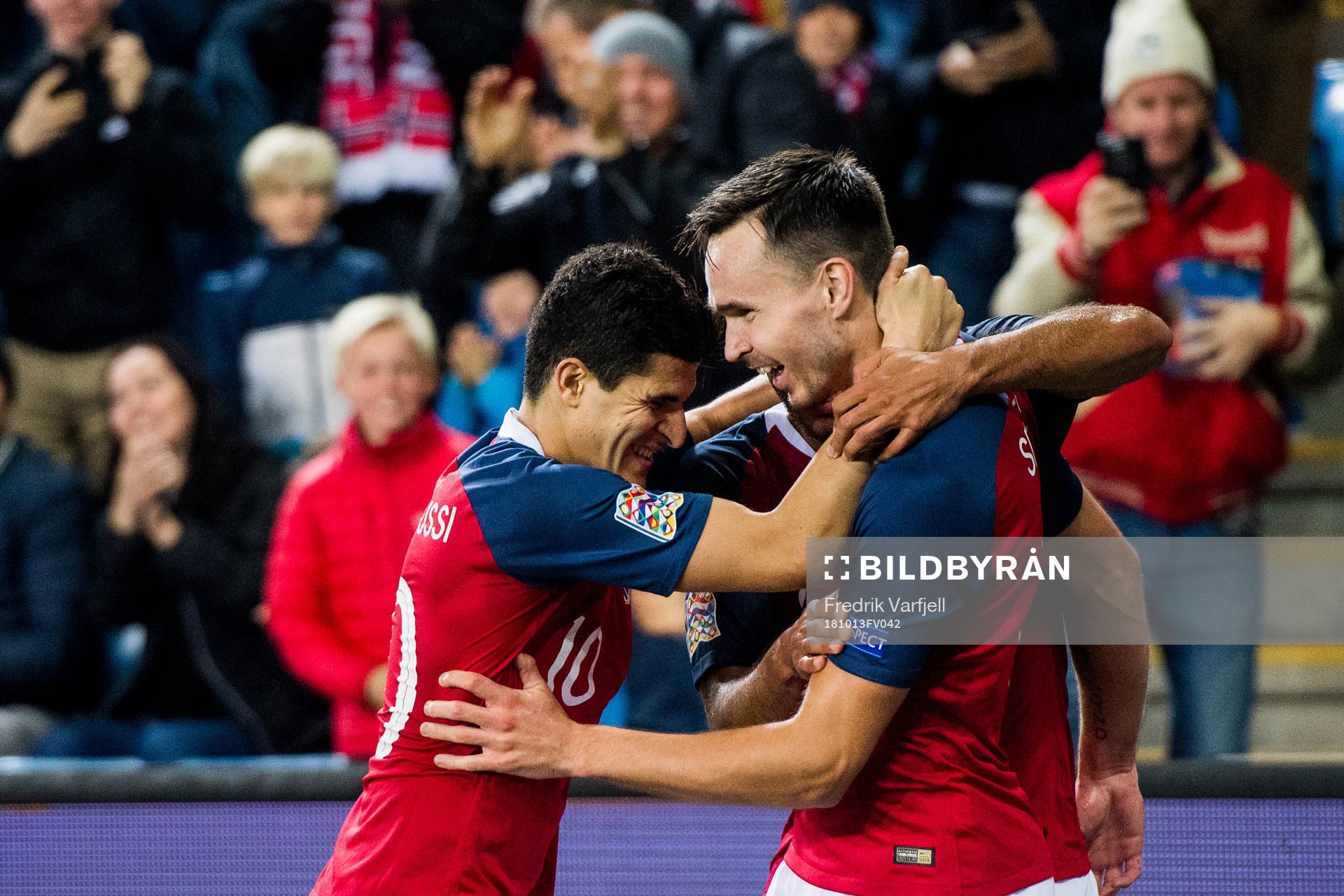 Ole Kristian Selnæs of Norway celebrates with teammates