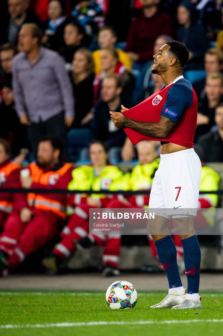Joshua King of Norway reacts