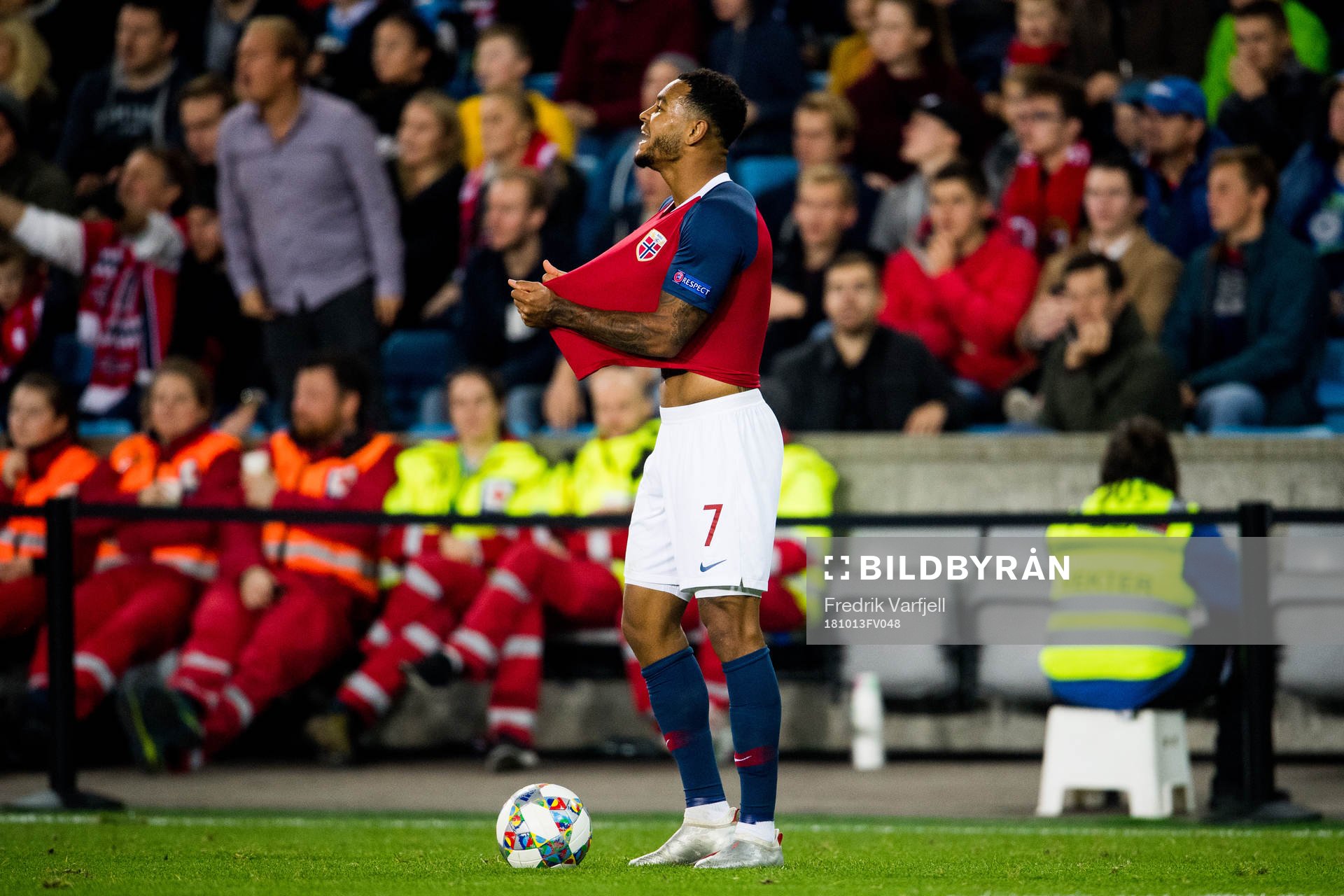 Joshua King of Norway reacts