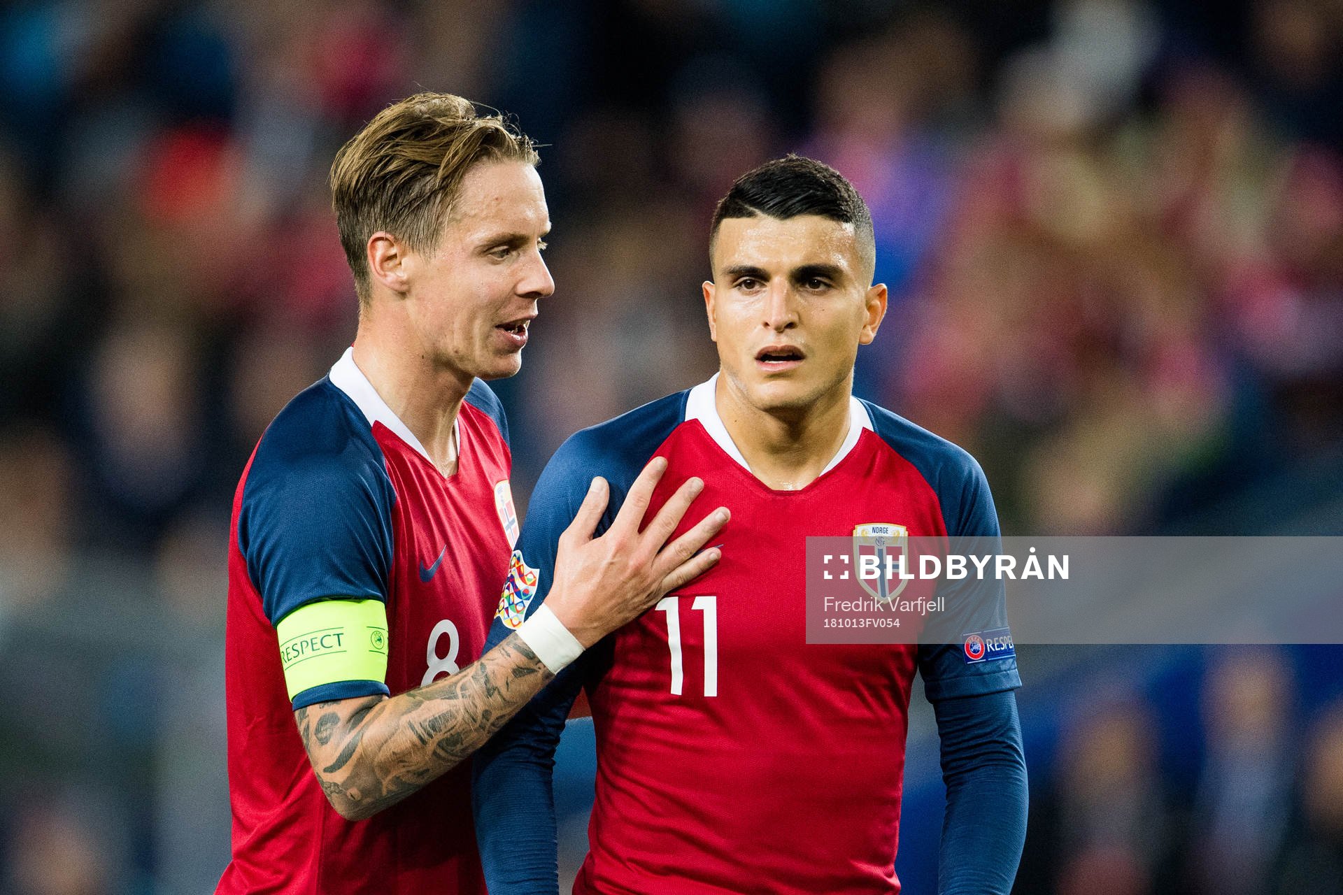 Stefan Johansen and Mohamed Elyounoussi of Norway