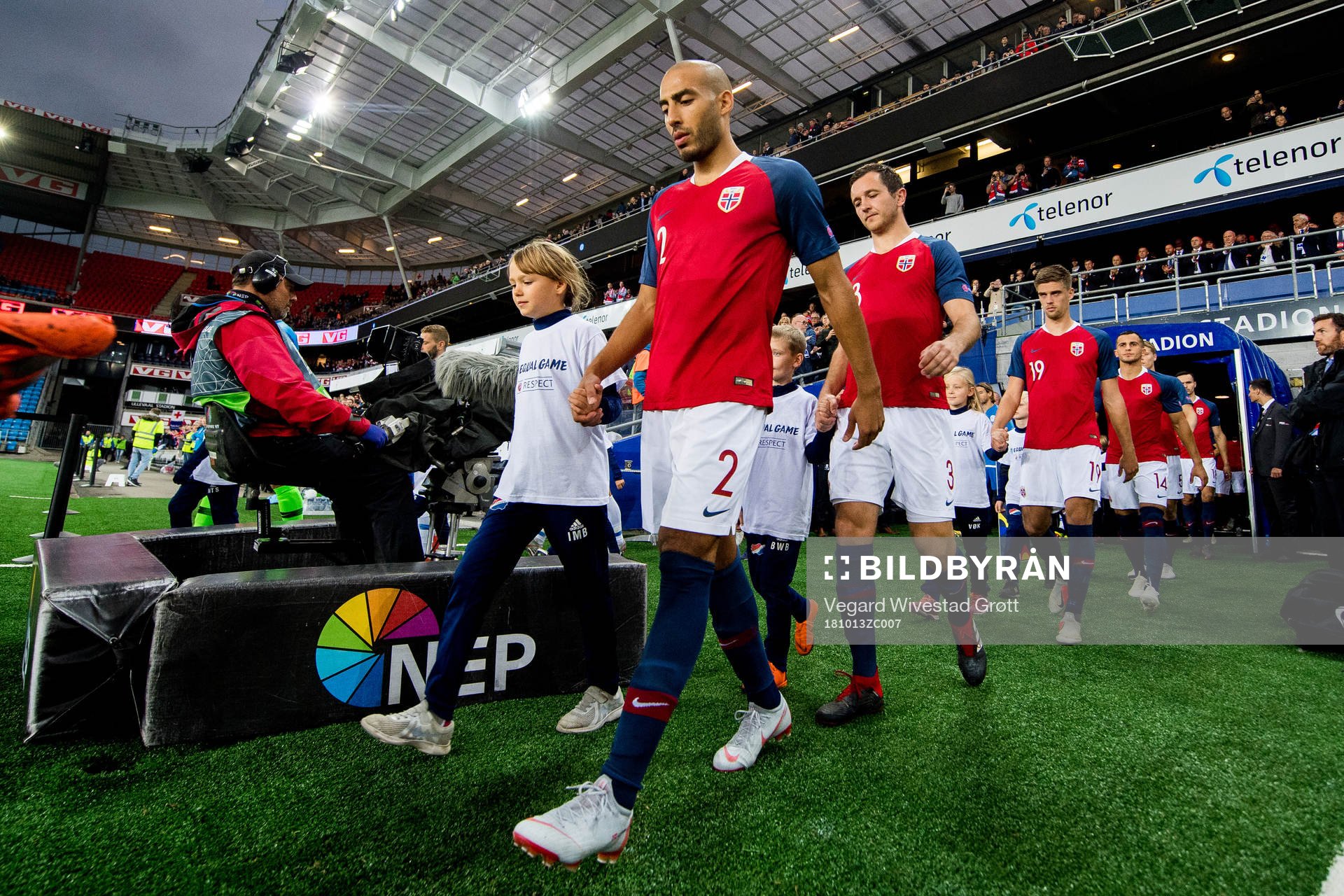 Haitam Aleesami of Norway enters the pitch