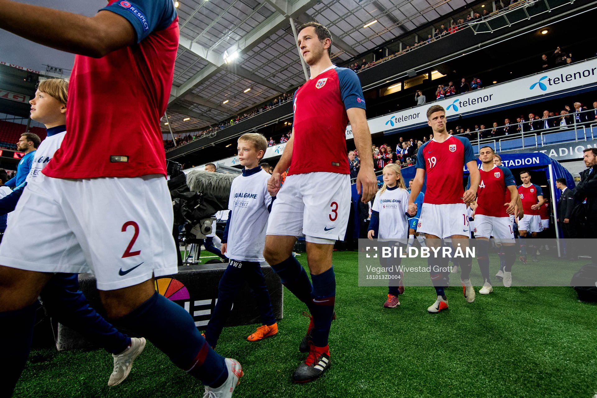 Even Hovland of Norway enters the pitch