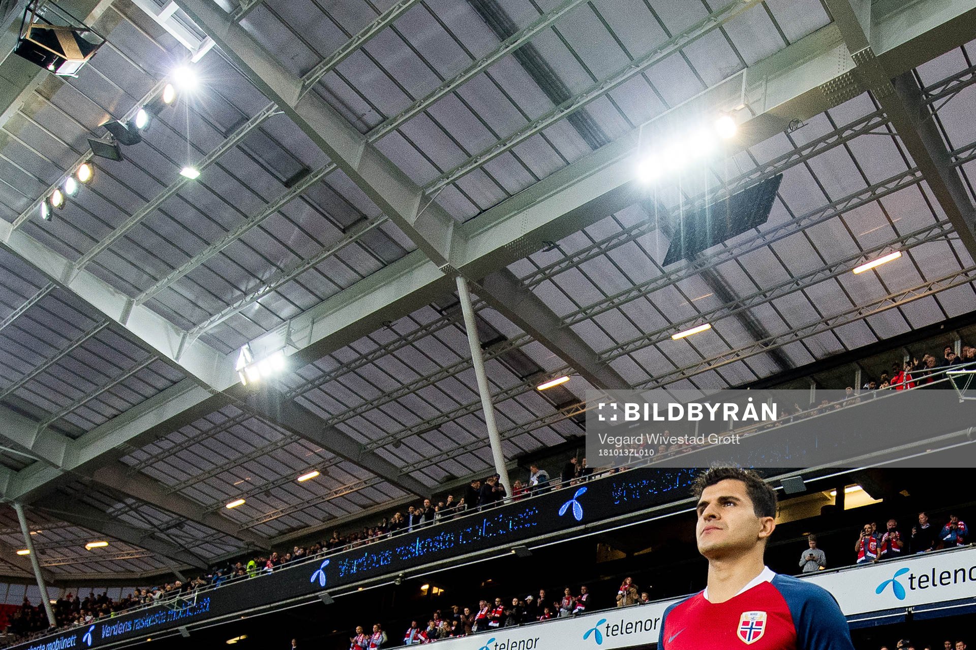 Tarik Elyounoussi of Norway enters the pitch