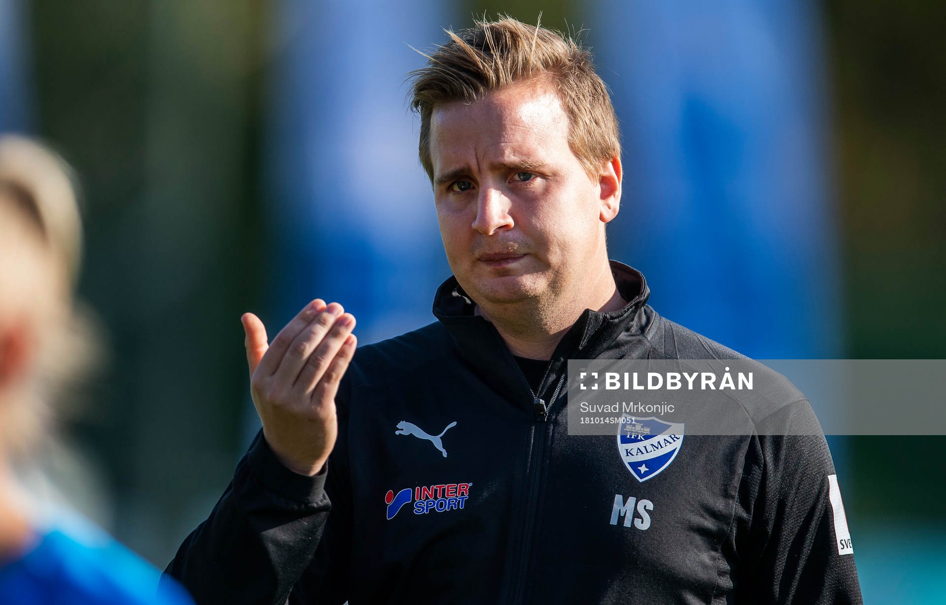 IFK Kalmars tränare Martin Sjöstrand under fotbollsmatchen i Damallsvenskan mellan Kalmar och Piteå den 14 oktober 2018 i Kalmar.