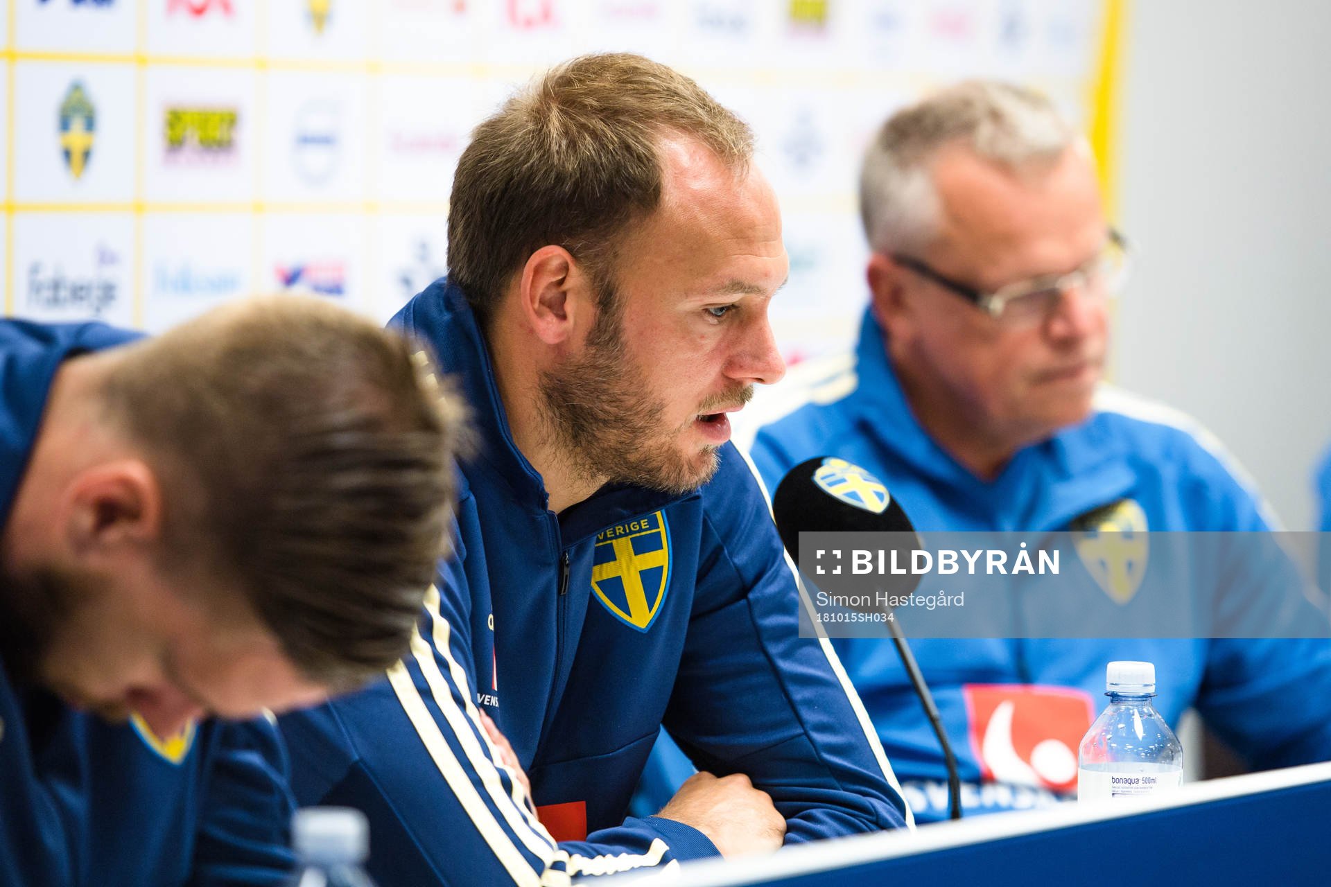 Pontus Jansson, Andreas Granqvist och Förbundskapten Janne