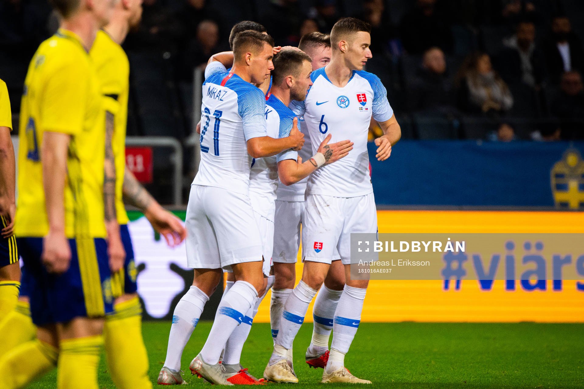 Albert Rusnak of Slovakia celebrates with teammates