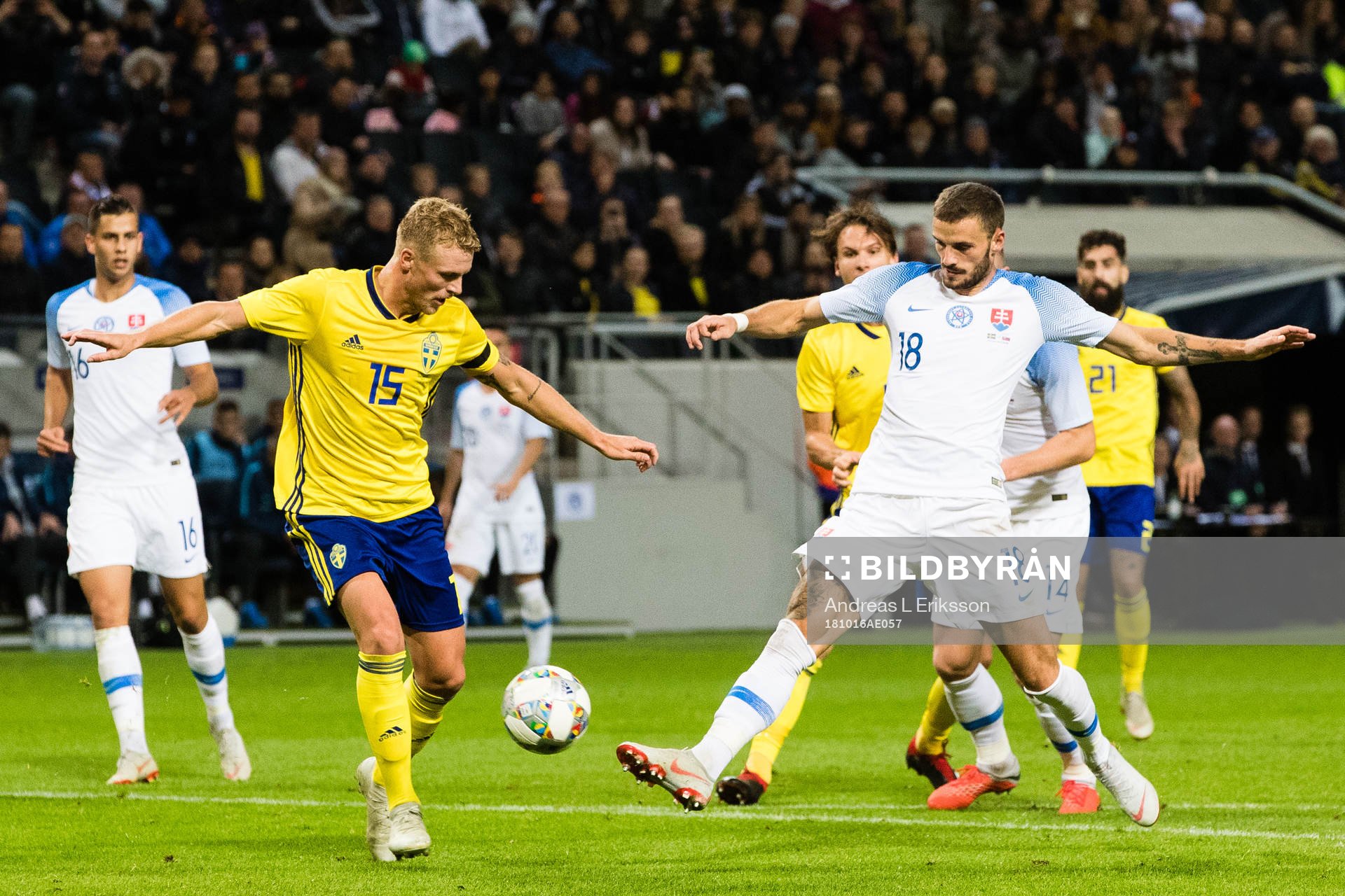 Oscar Hiljemark of Sweden and Erik Sabo of Slovakia