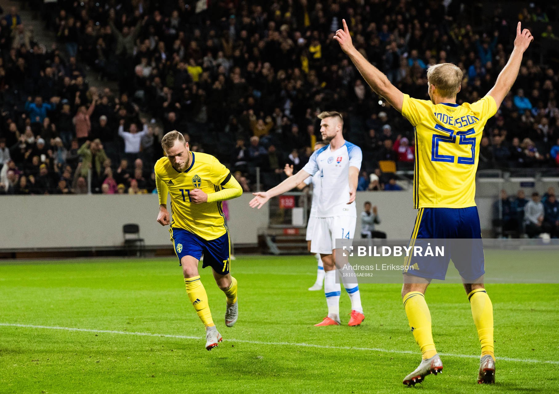 John Guidetti and Sebastian Andersson of Sweden celebrates