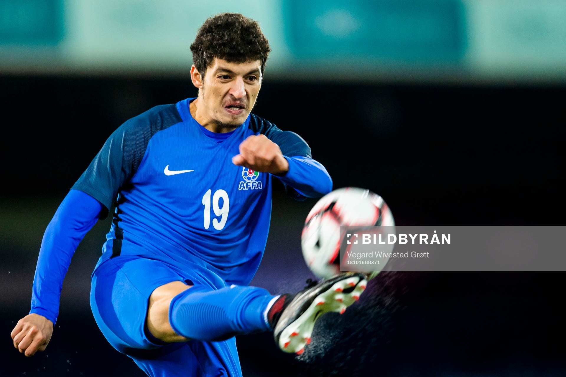 Eltun Turabov of Azerbaijan during the UEFA European Under-21 Qualifier match between Norway and Azerbaijan on October 16, 2018 in Drammen.