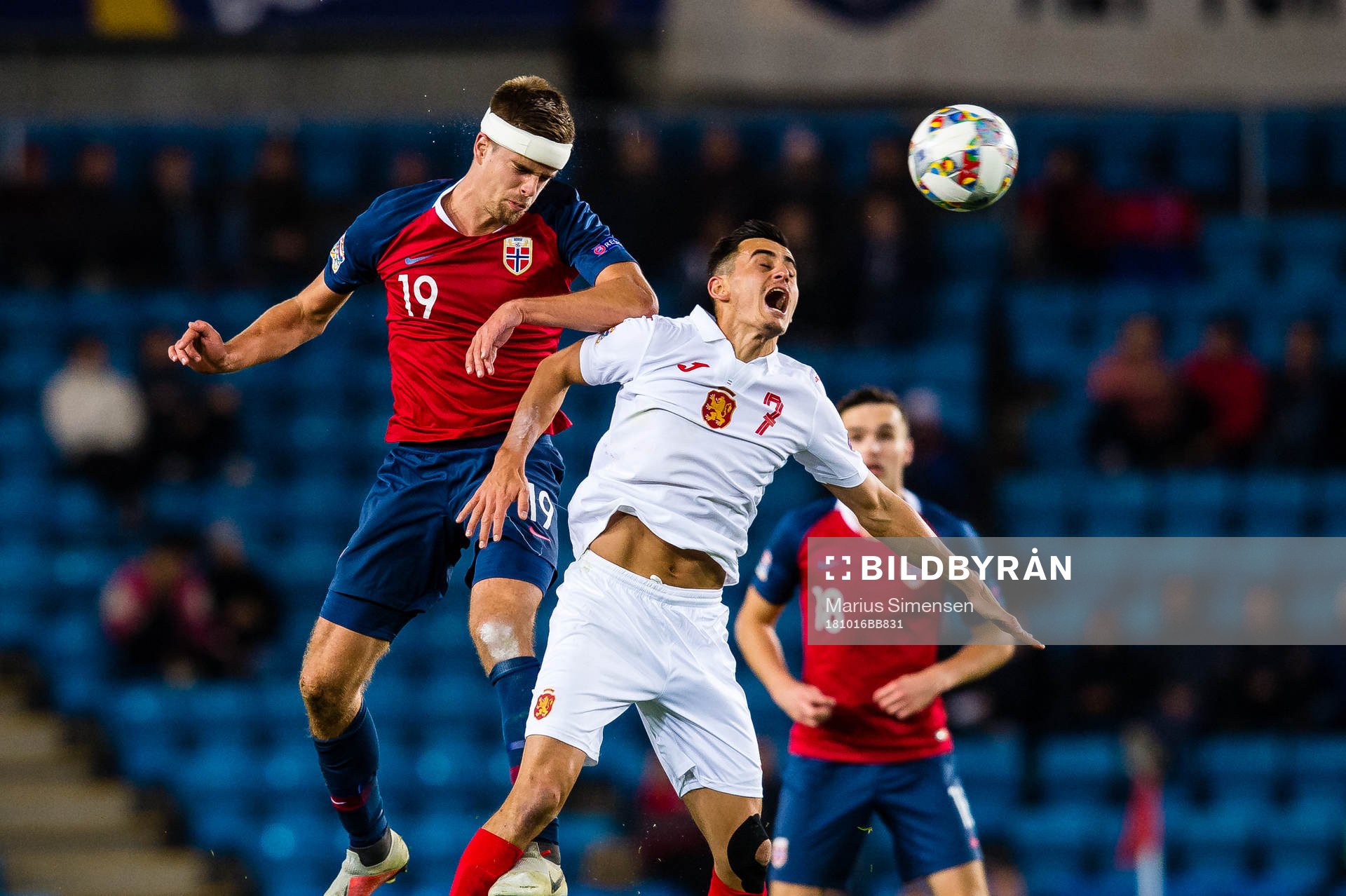 Markus Henriksen of Norway and Georgi Kostadinov of Bulgaria during the Nations League match between Norway and Bulgaria on October 16, 2018 in Oslo.