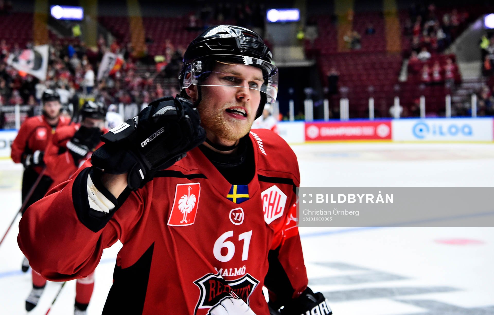 Martin Janolhs of Malmö Redhawks celebrates
