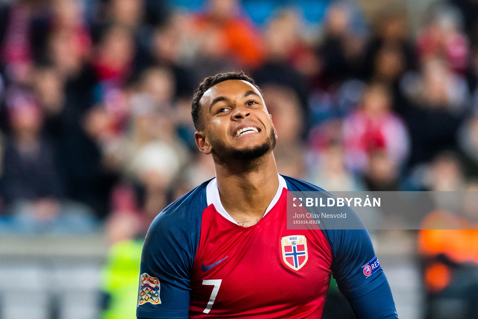 Joshua King of Norway reacts