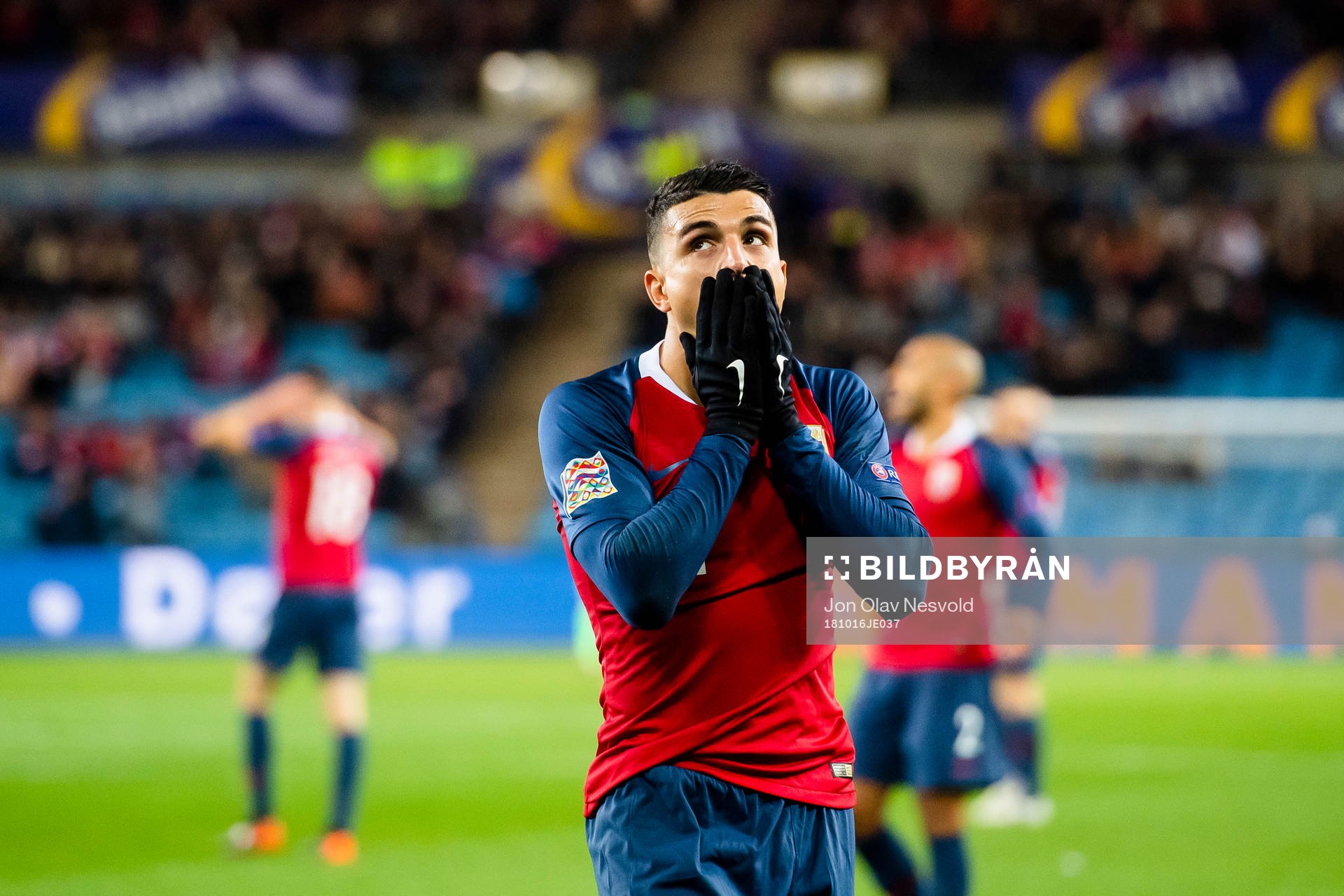 Mohamed Elyounoussi of Norway reacts