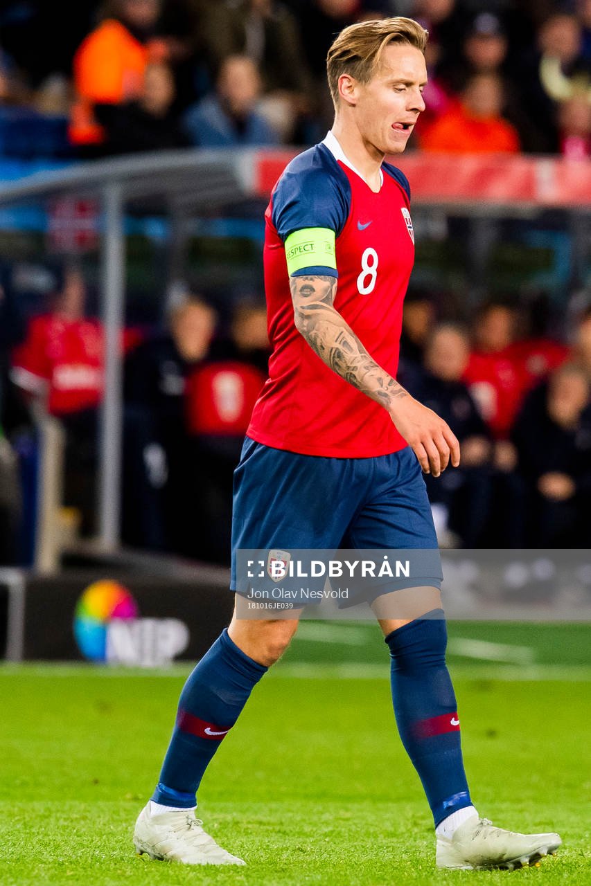 Stefan Johansen of Norway looks dejected