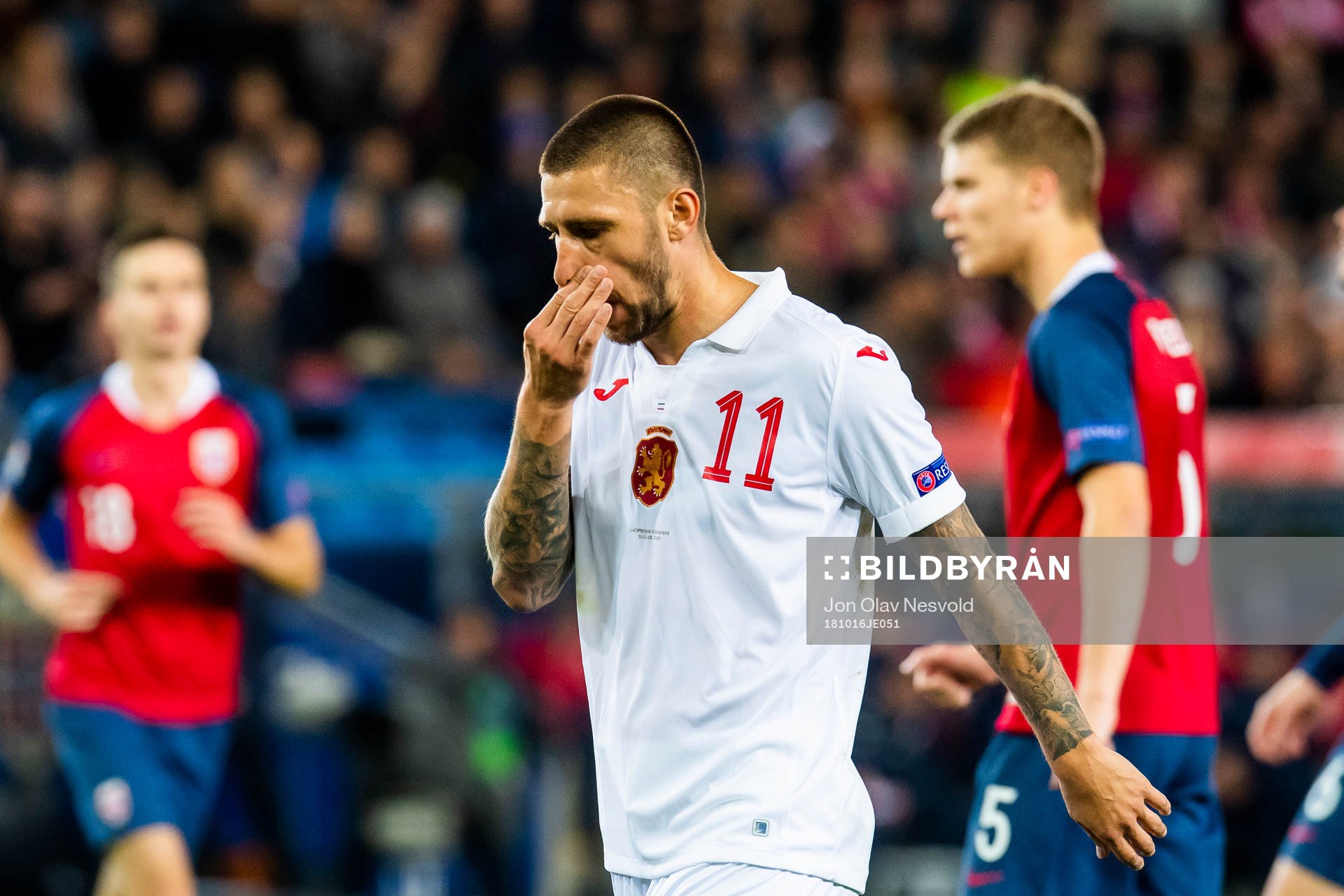 Ivan Bandalovski of Bulgaria looks dejected