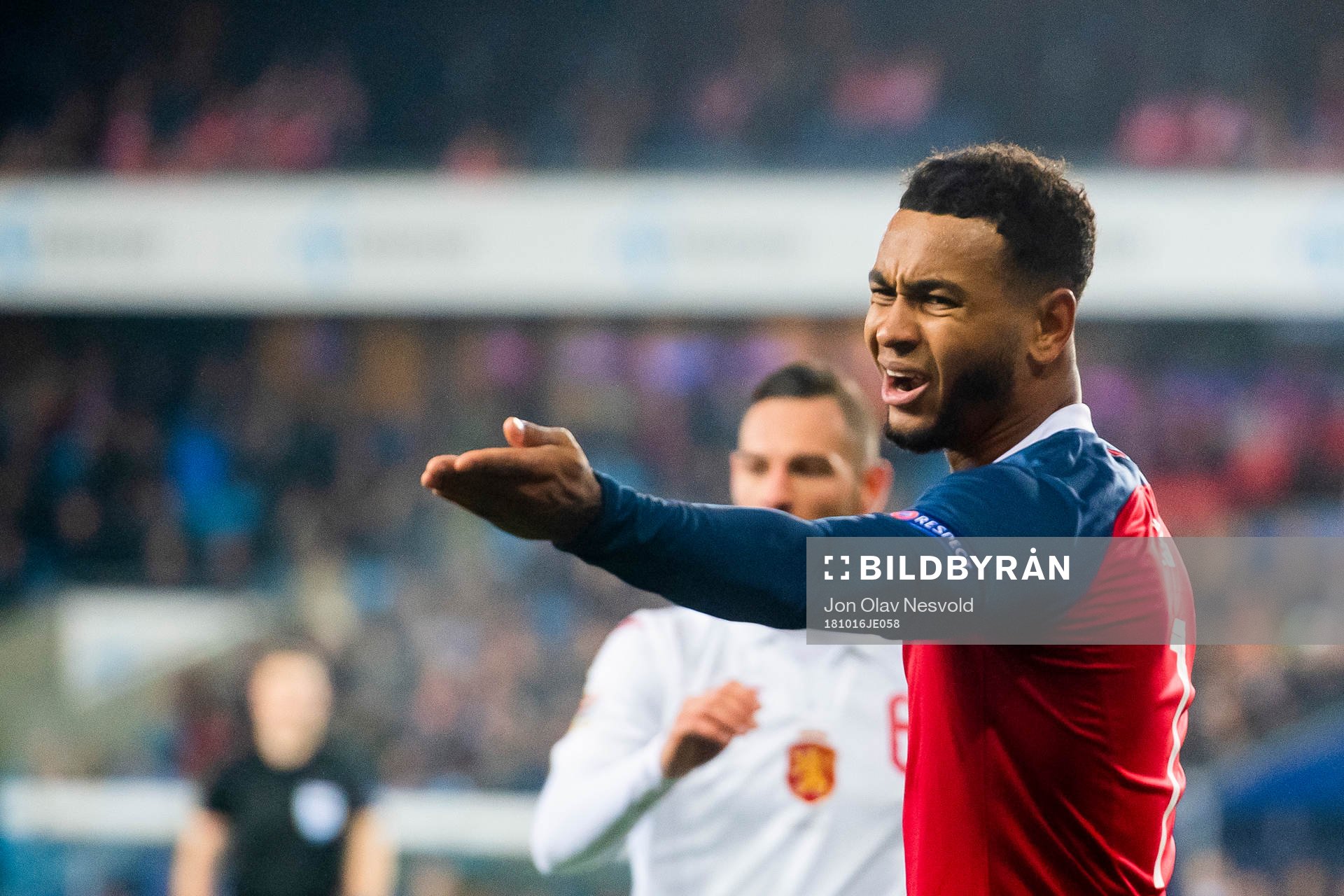 Joshua King of Norway reacts
