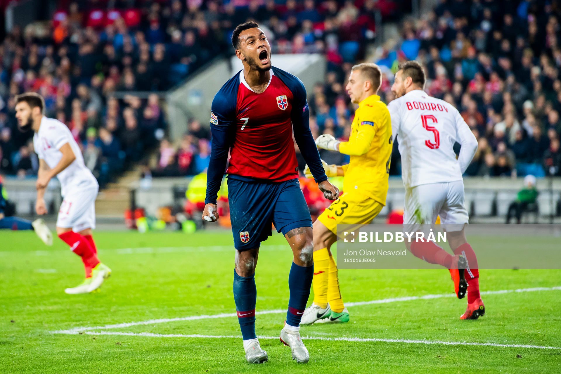 Joshua King of Norway looks dejected