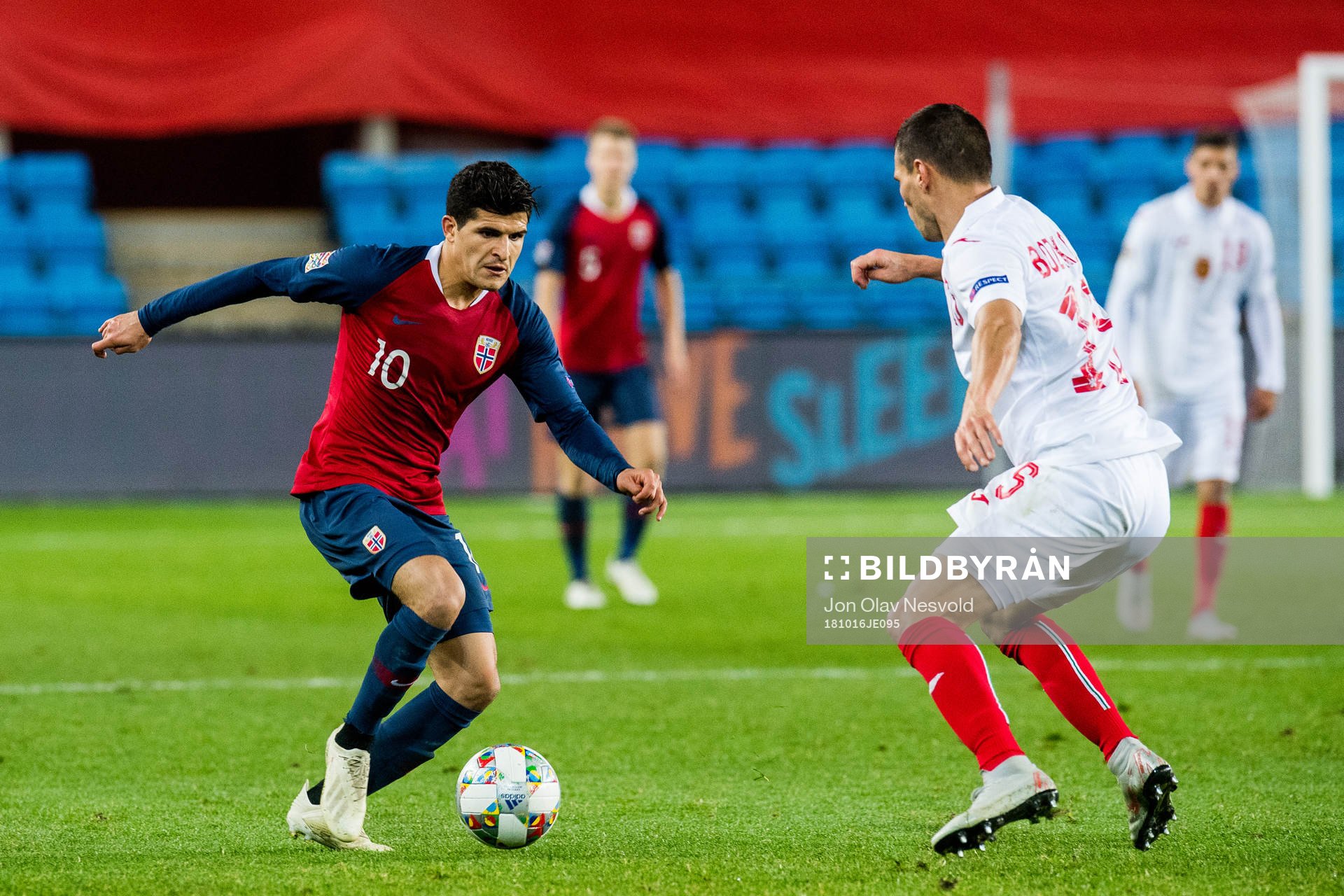 Tarik Elyounoussi of Norway during the Nations League match between Norway and Bulgaria on October 16, 2018 in Oslo.