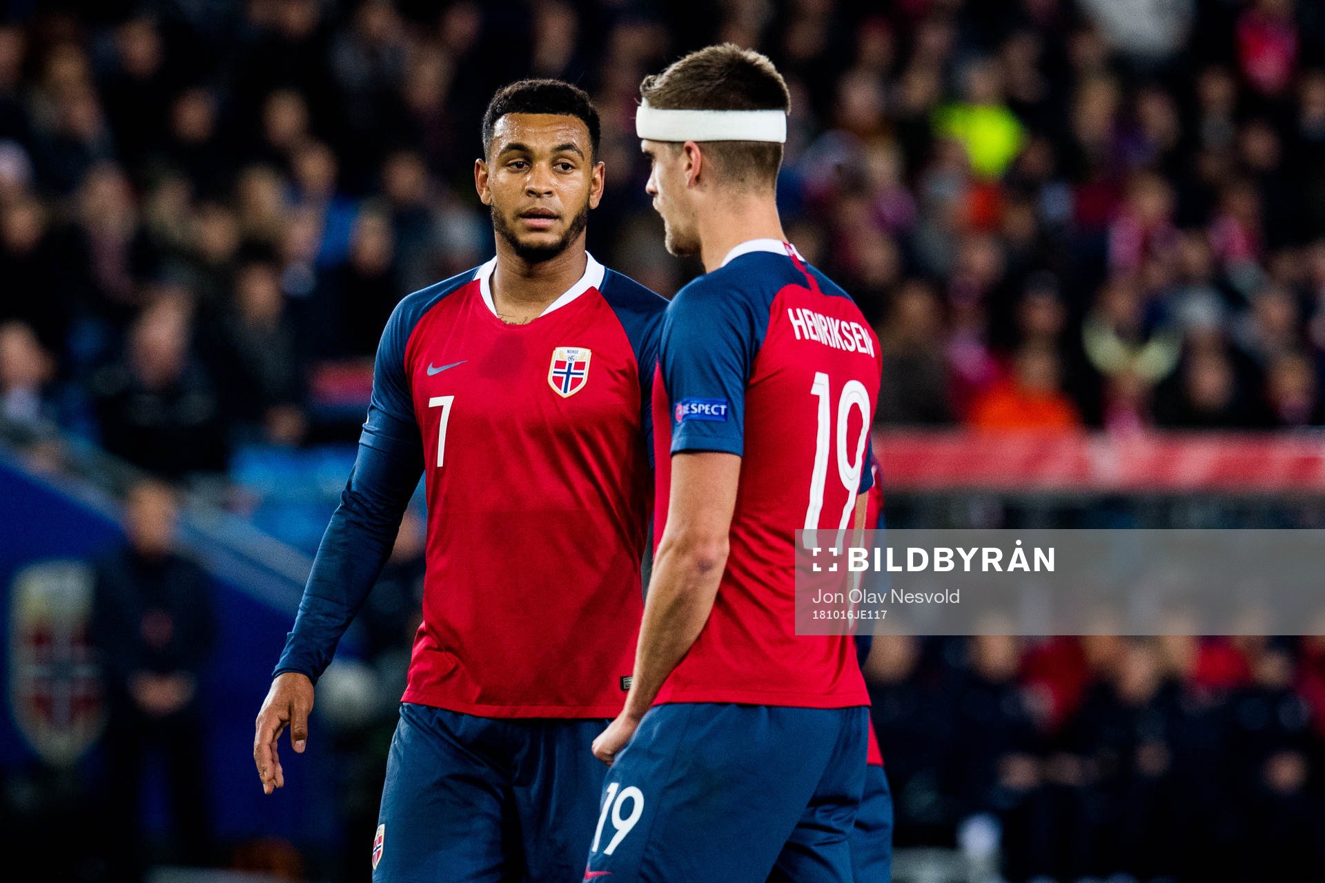 Joshua King and Markus Henriksen of Norway