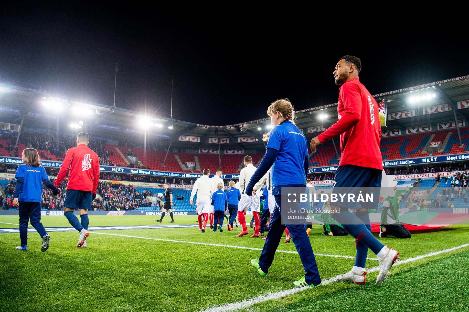 Joshua King of Norway enters the pitch