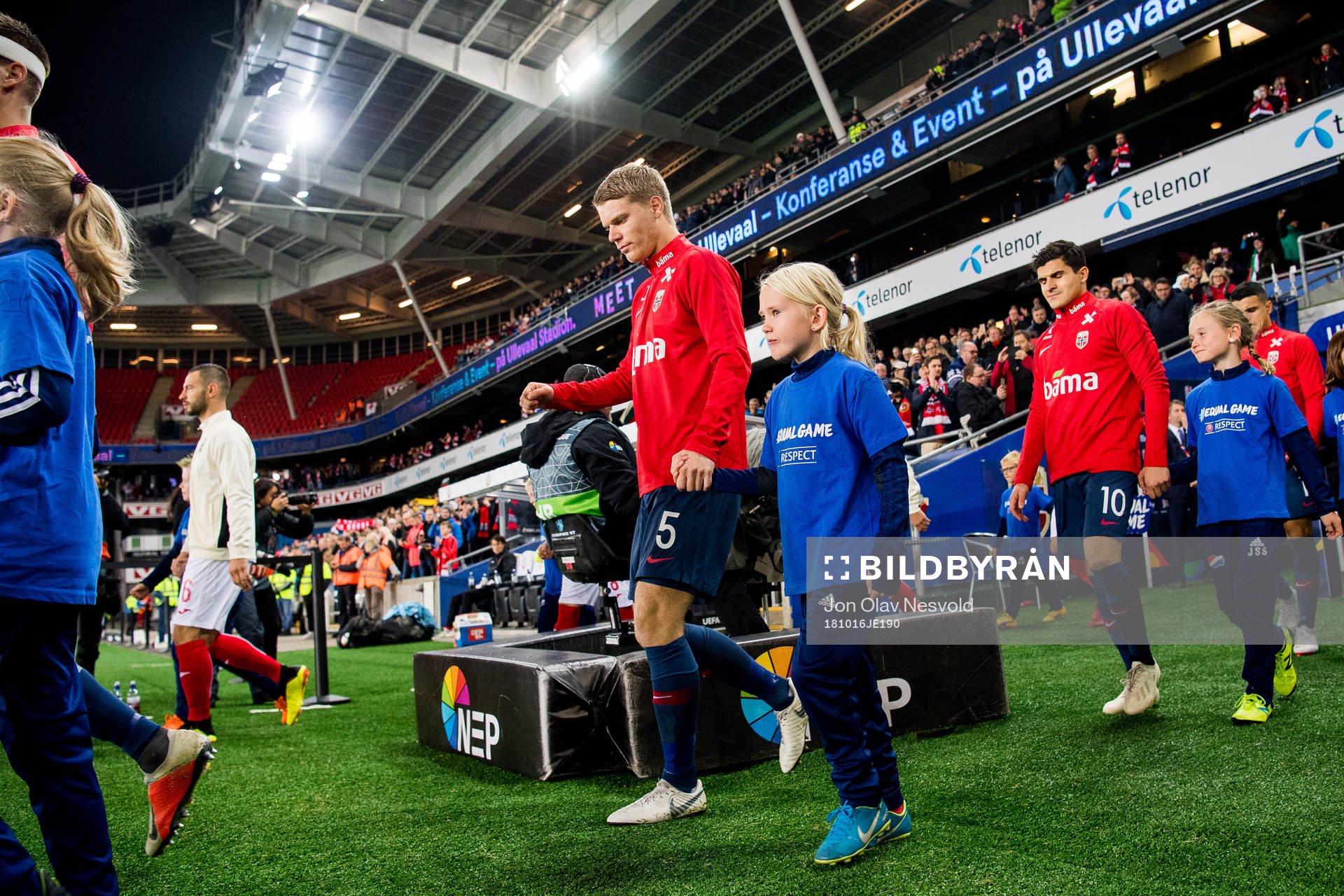 Sigurd Rosted of Norway enters the pitch