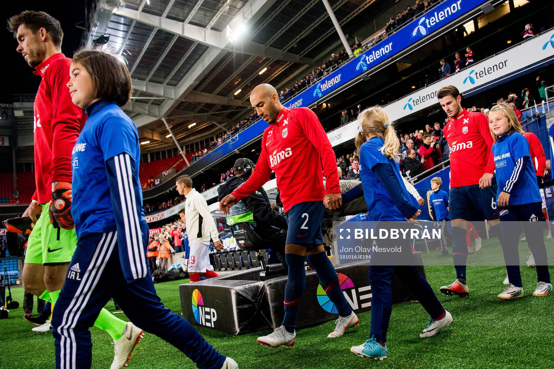 Haitam Aleesami of Norway enters the pitch