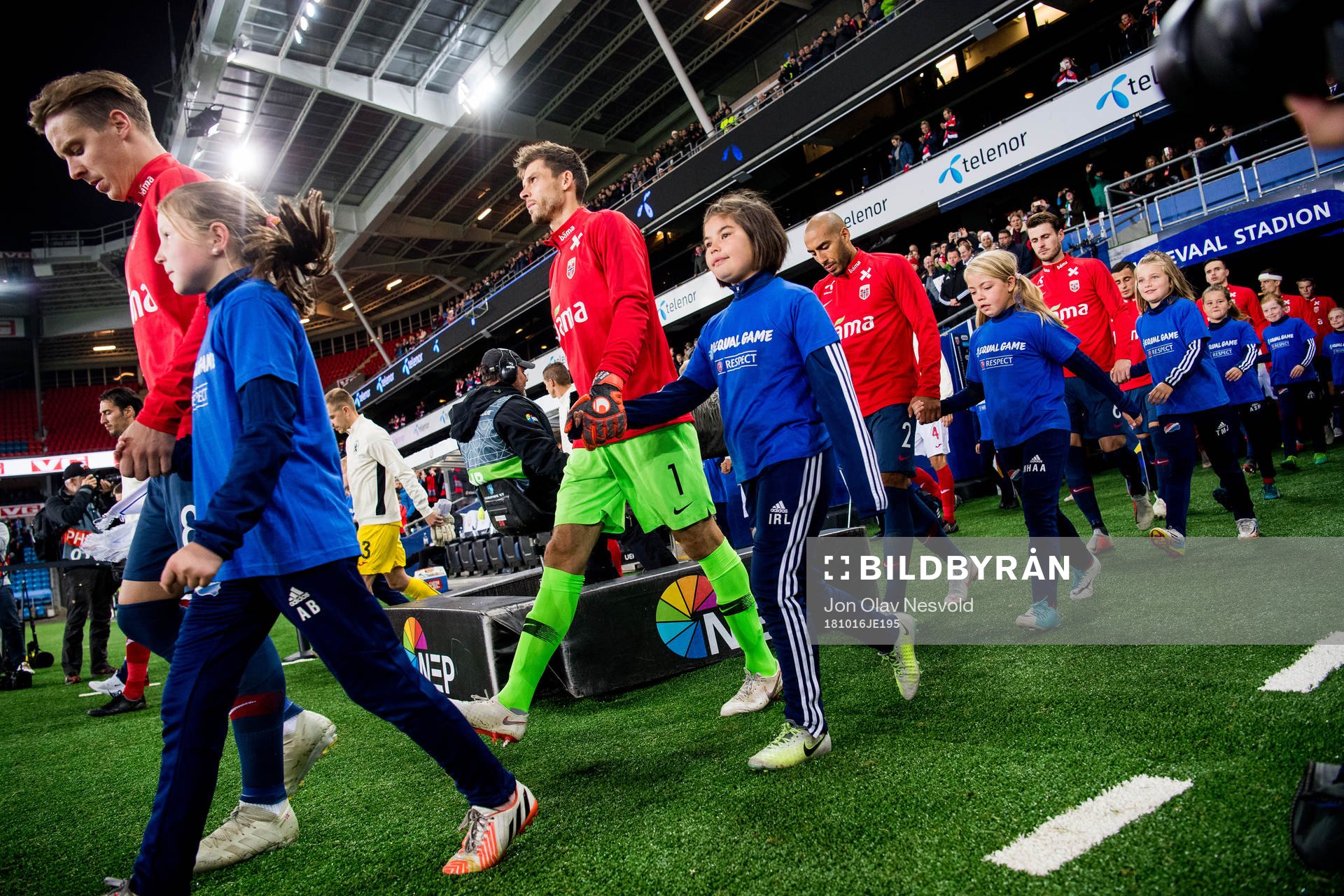Goalkeeper Rune Almenning Jarstein of Norway enters the