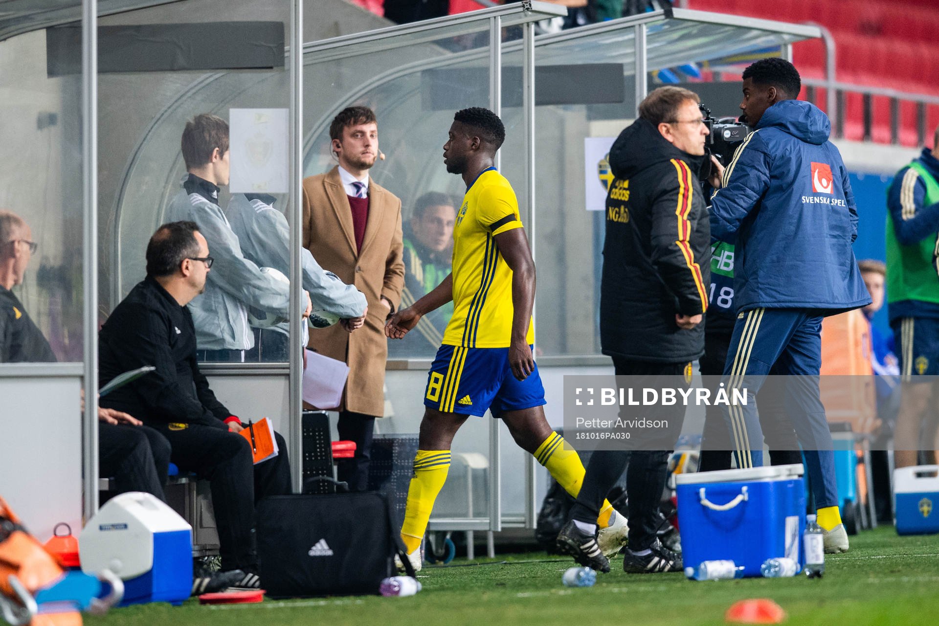 Isak Ssewankambo of Sweden  leaves the pitch